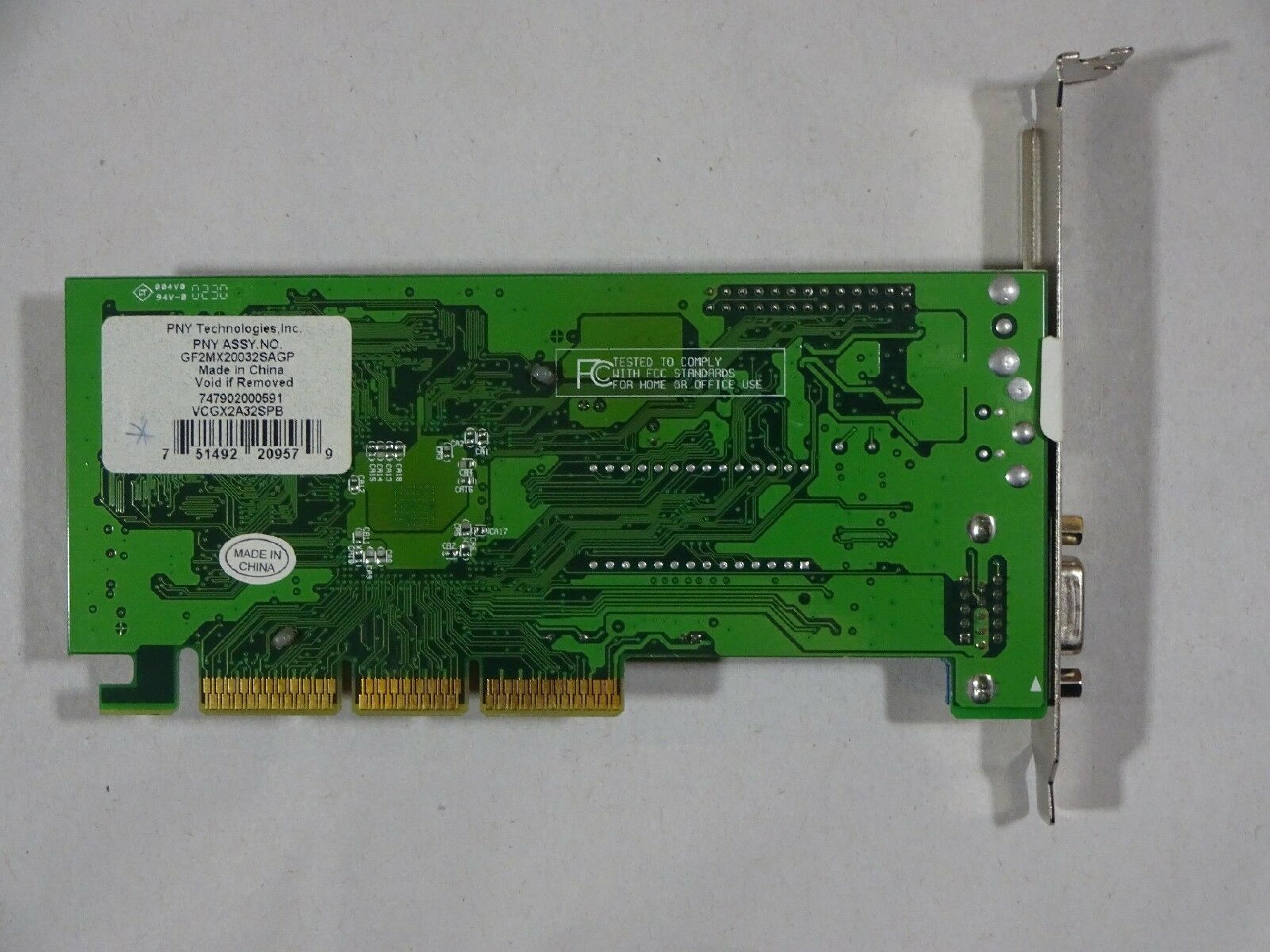 PNY VCGX2A32SPB DELL DIMENSION 3000 4550 4600 8200 32MB AGP VGA VIDEO CARD