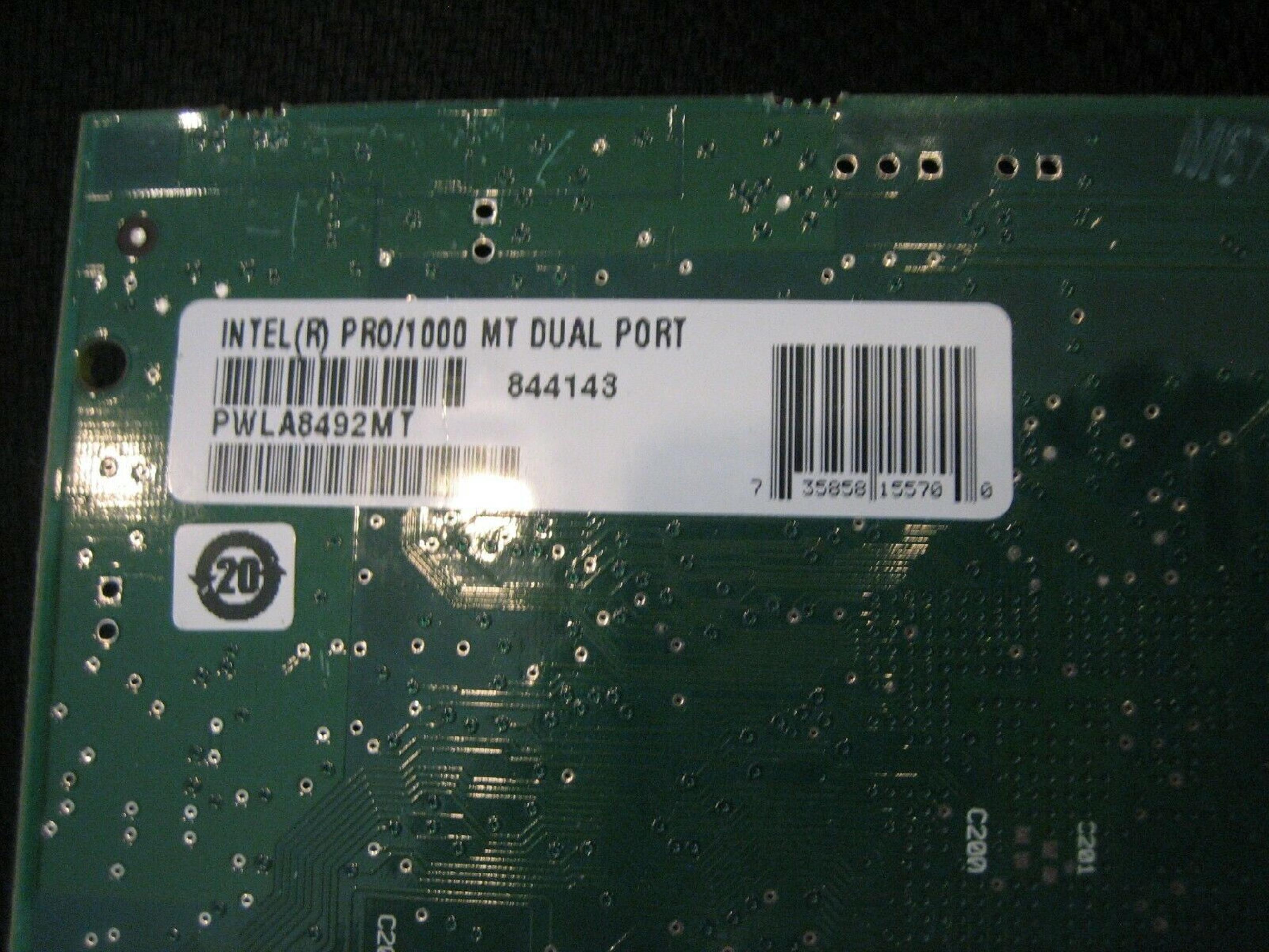 INTEL 844143 PRO/1000 ETHERNET 10/100/1000MBP DUAL NETWORK CARD