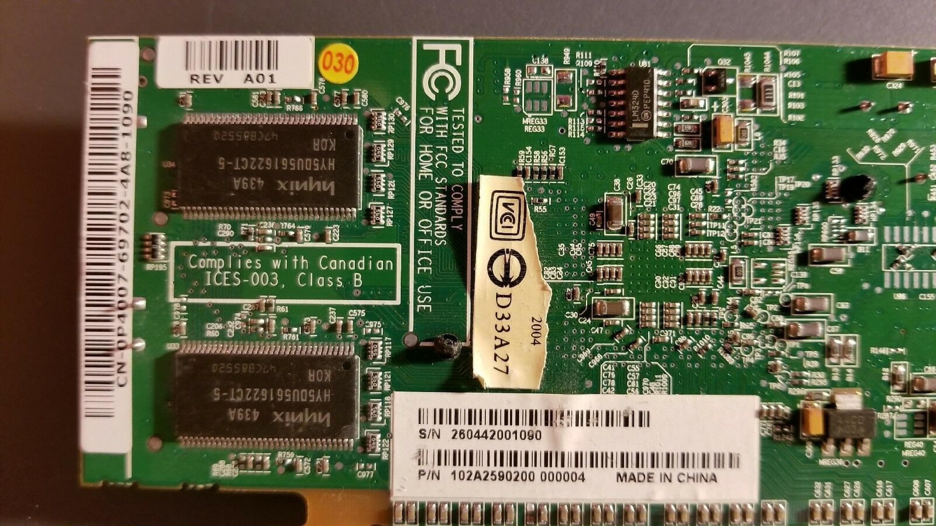 ATI 8960 VER 130 128MB PCI-E RADEON X300 VIDEO CARD WITH DMS59 PORT