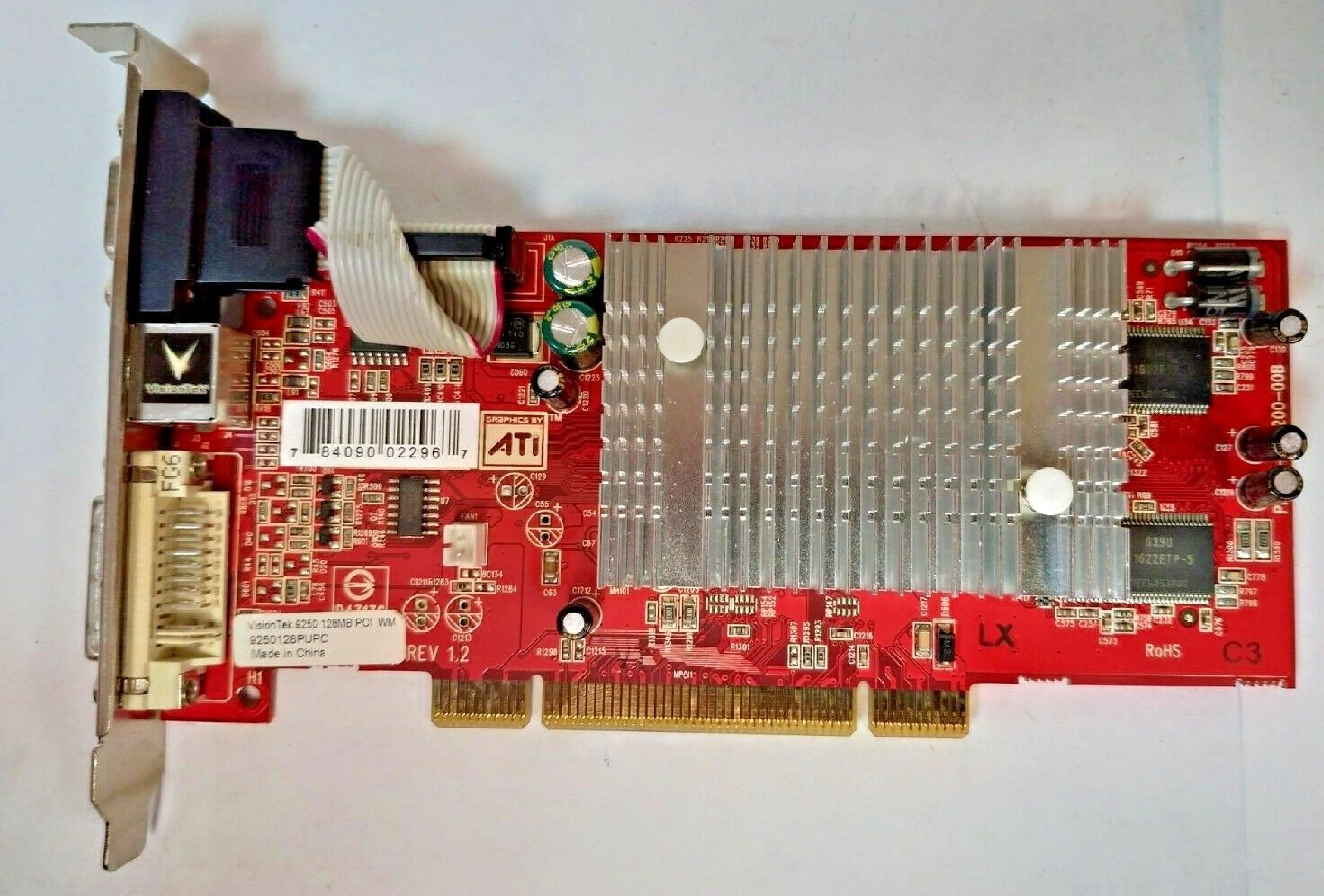 ATI 109-A06200-00B VISION TEK, VT-9250-128P, V/D/VO PCI CARD.