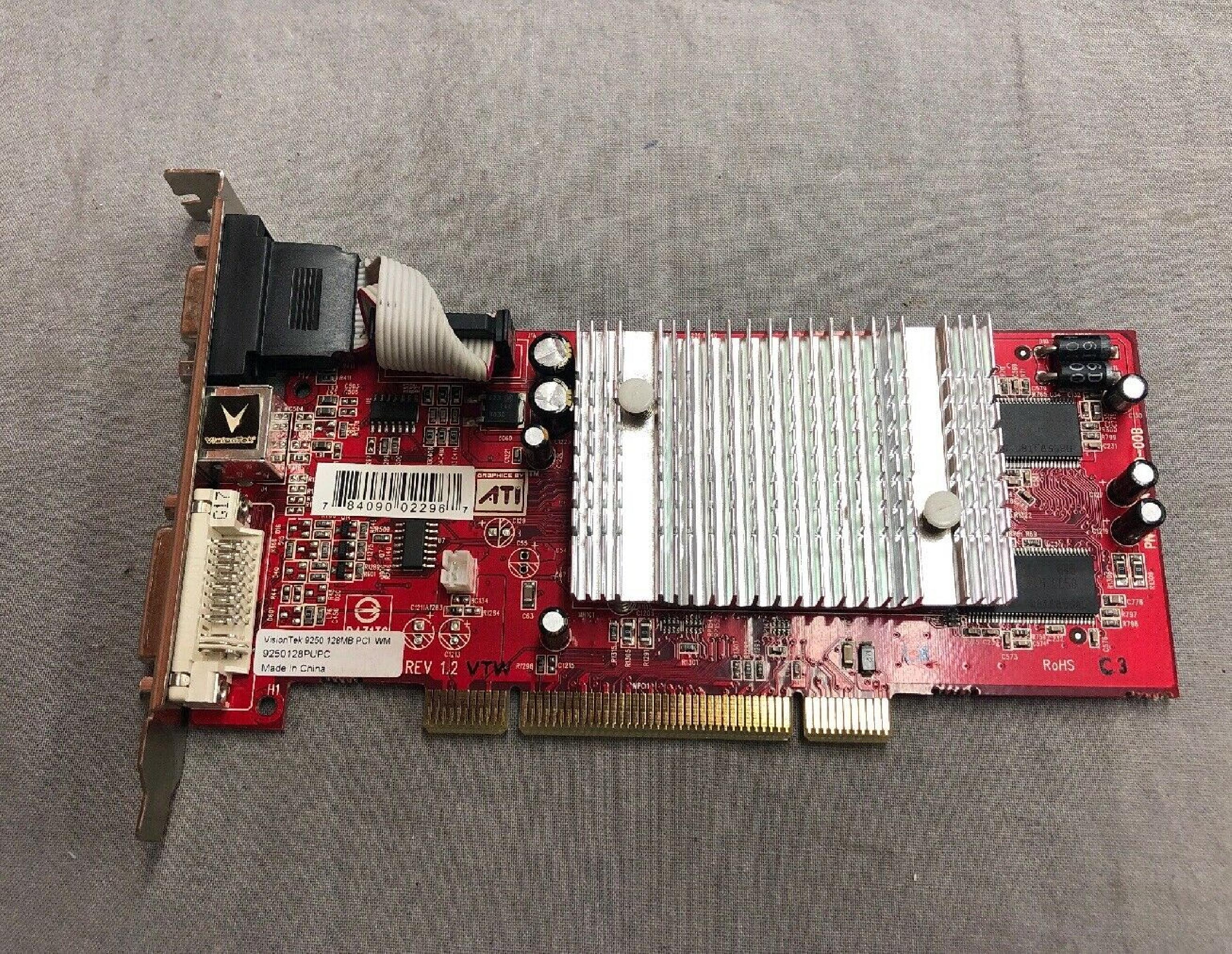 ATI 109-A06200-00B VISION TEK, VT-9250-128P, V/D/VO PCI CARD.