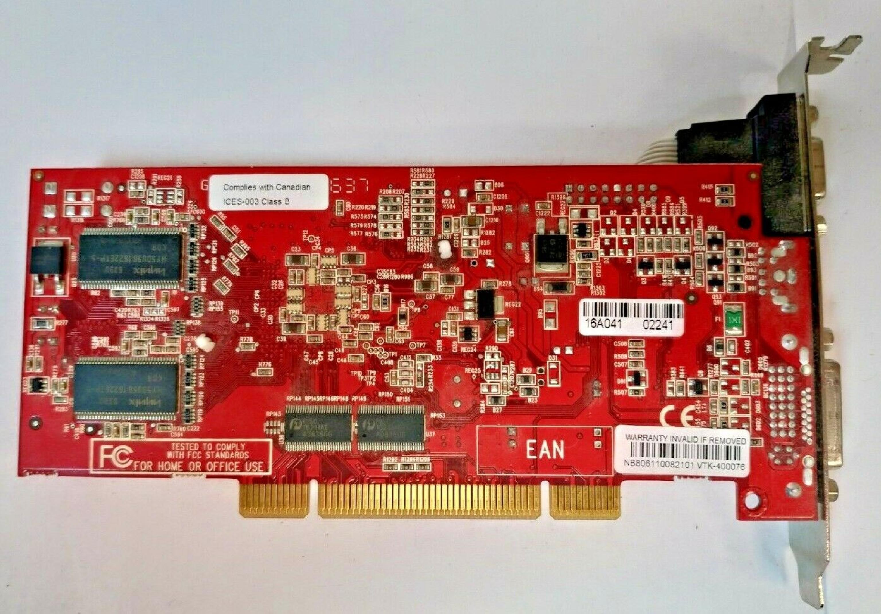 ATI 109-A06200-00B VISION TEK, VT-9250-128P, V/D/VO PCI CARD.
