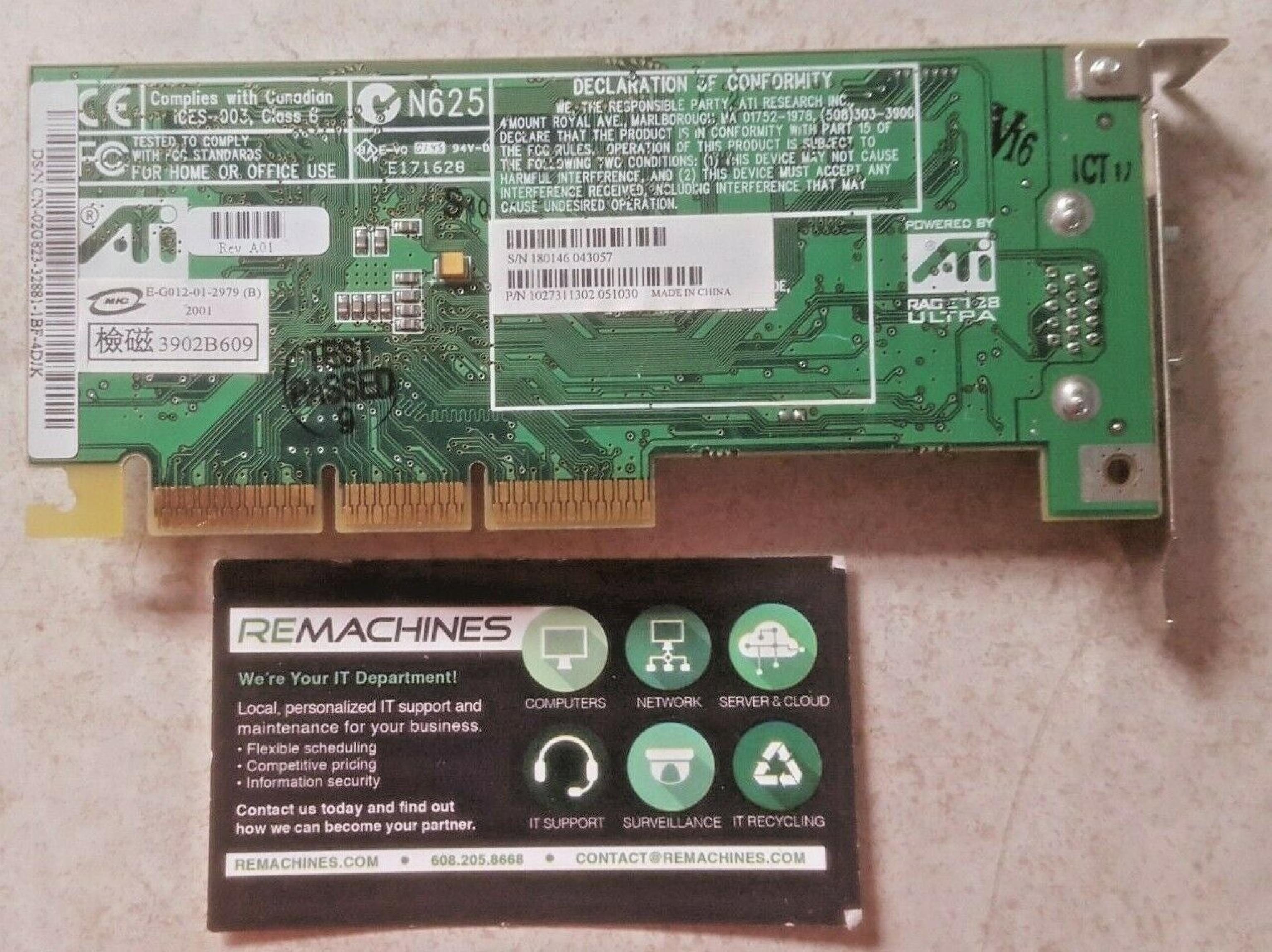 ATI E-G012-01-2979 32MB AGP VIDEO CARD WITH VGA OUTPUT