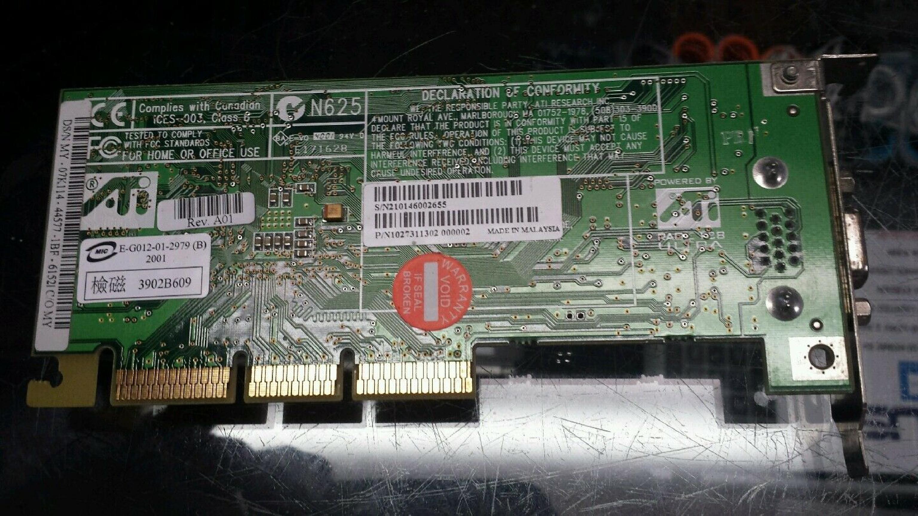 ATI E-G012-01-2979 32MB AGP VIDEO CARD WITH VGA OUTPUT