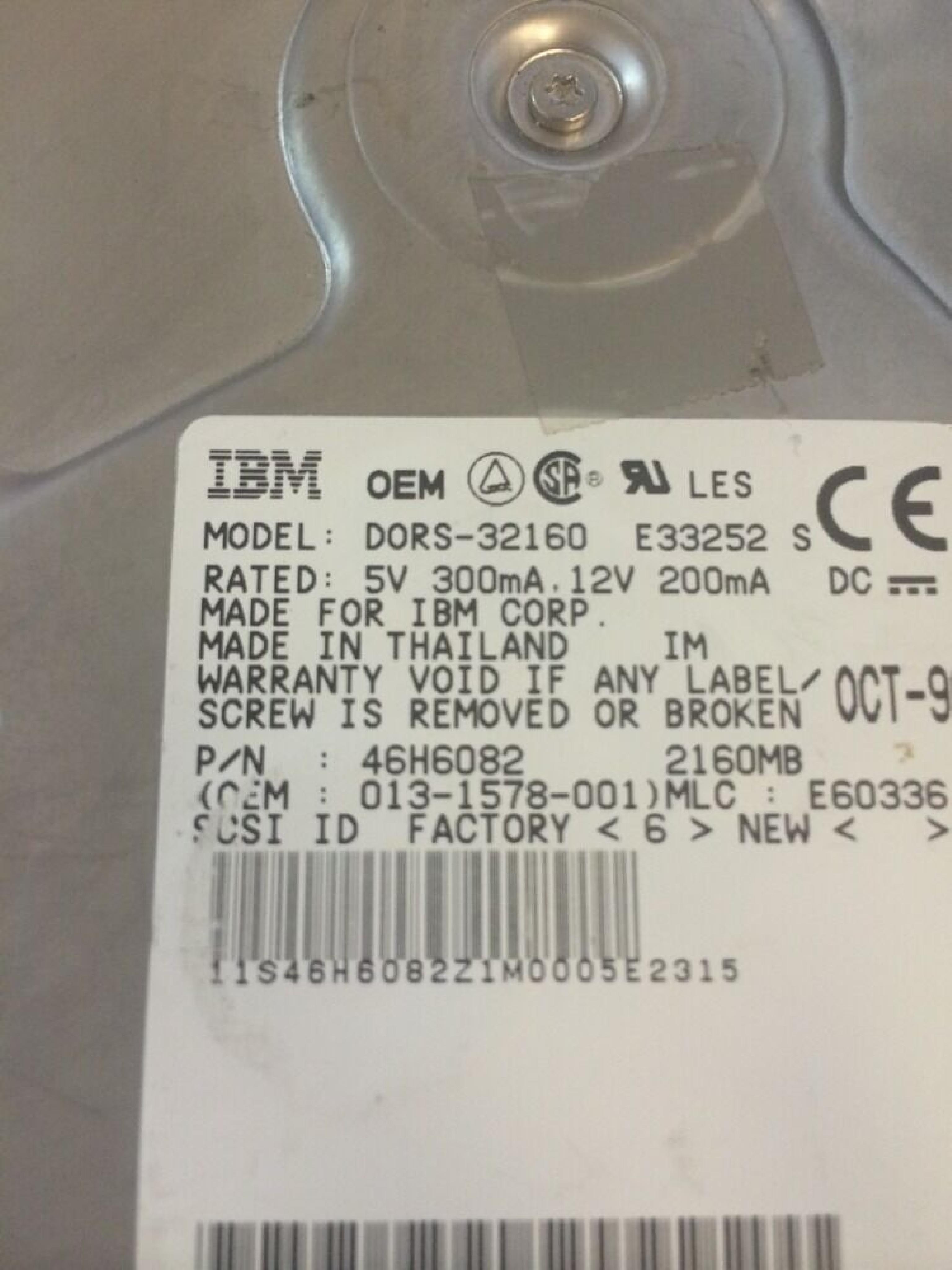 IBM DORS-32160 2.1GB 68 PIN SCSI DRIVE
