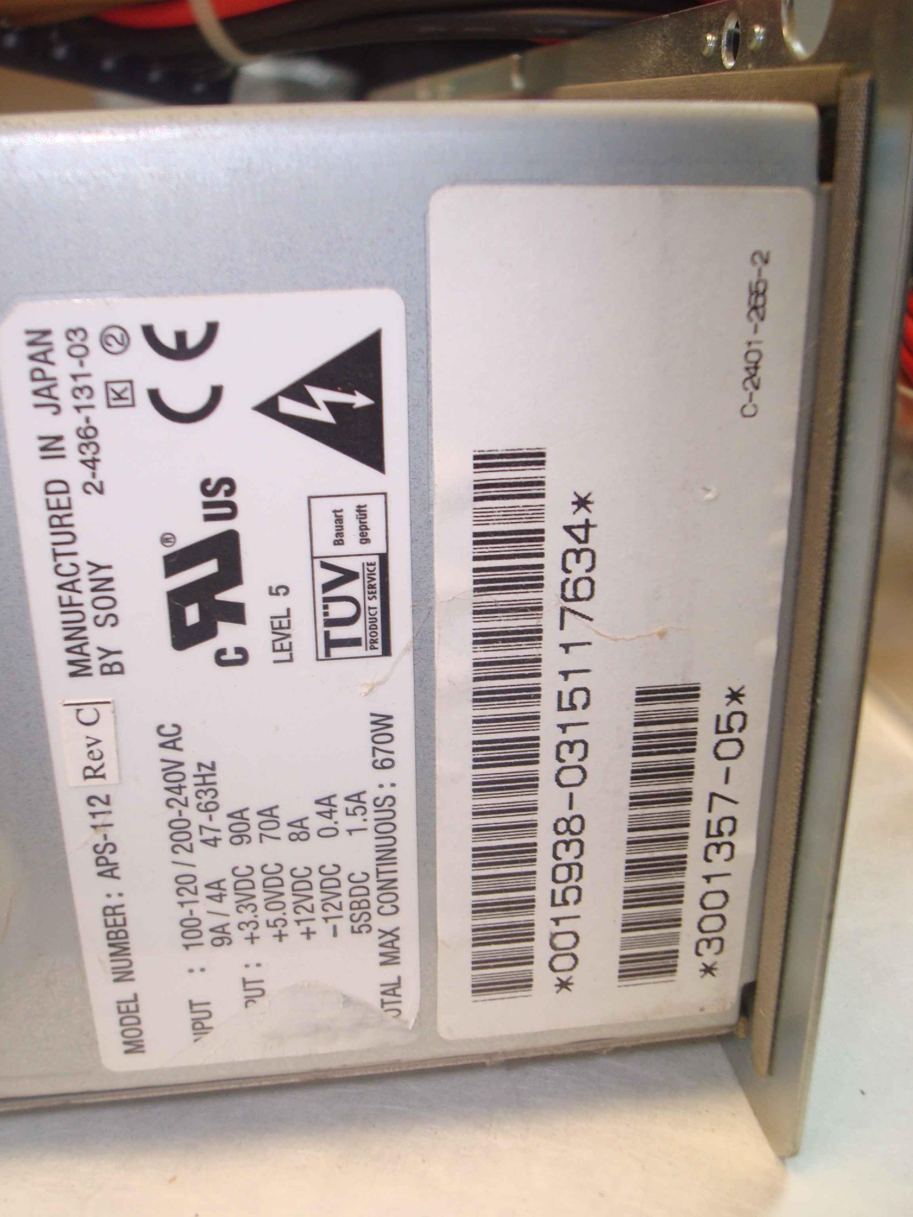 SONY APS-112 670W SUN BLADE POWER SUPPLY