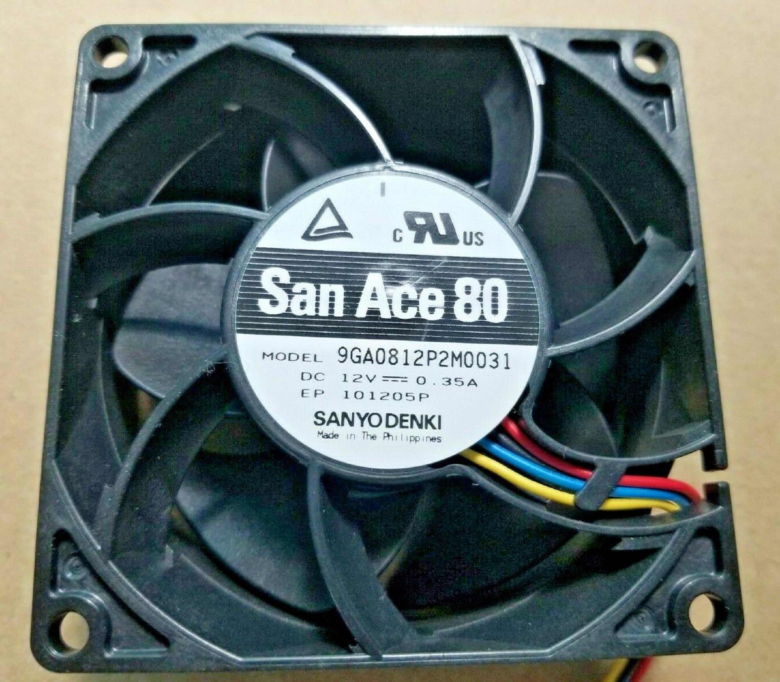 SANYO DENKI / SANYODENKI SAN ACE 80 FAN 80X80X38MM 12V .8AMP 1.8AMP 3WIRE 109.5CFM