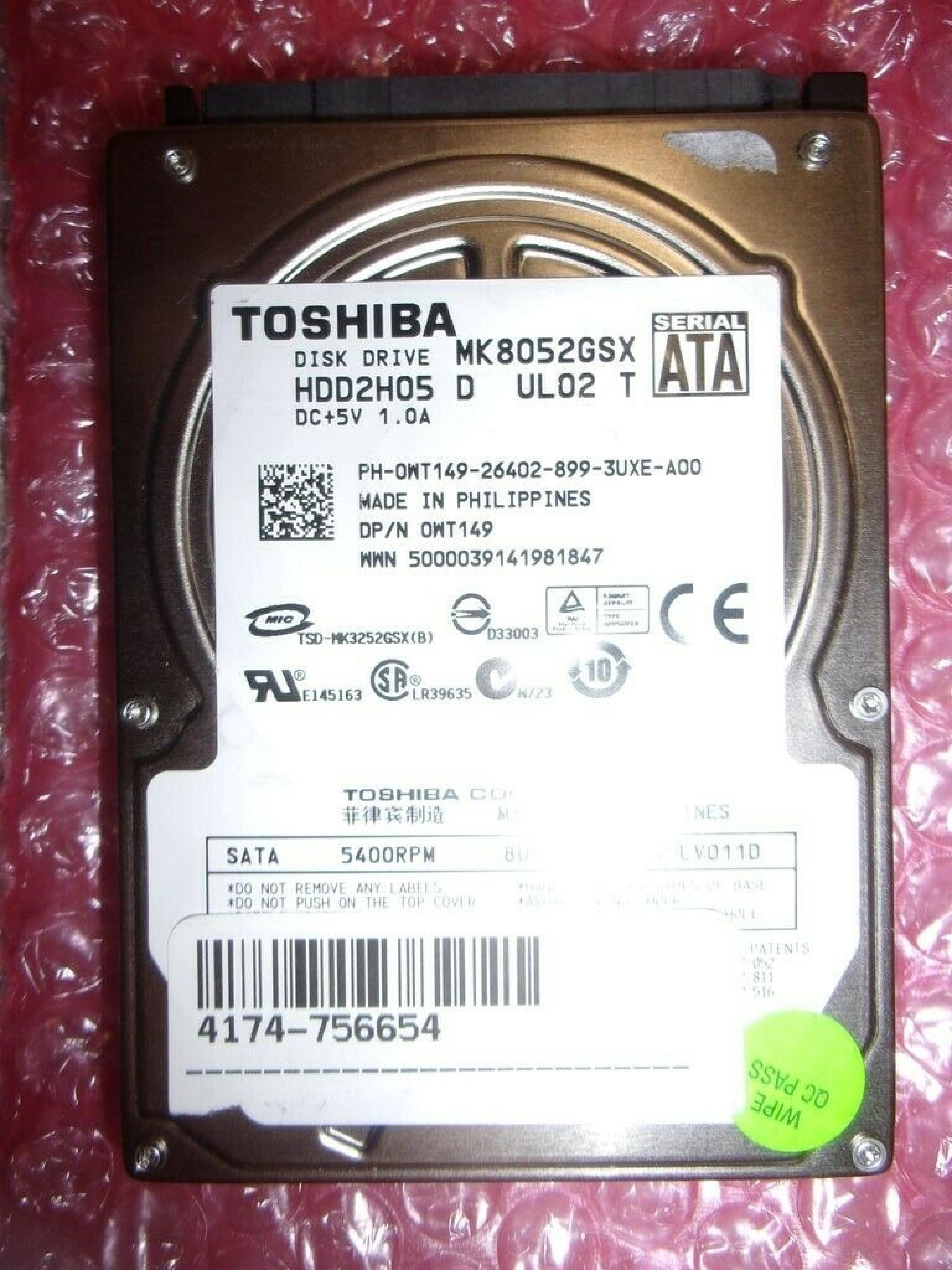 TOSHIBA 0WT149 80GB SATA 2.5INCH HARD DRIVE