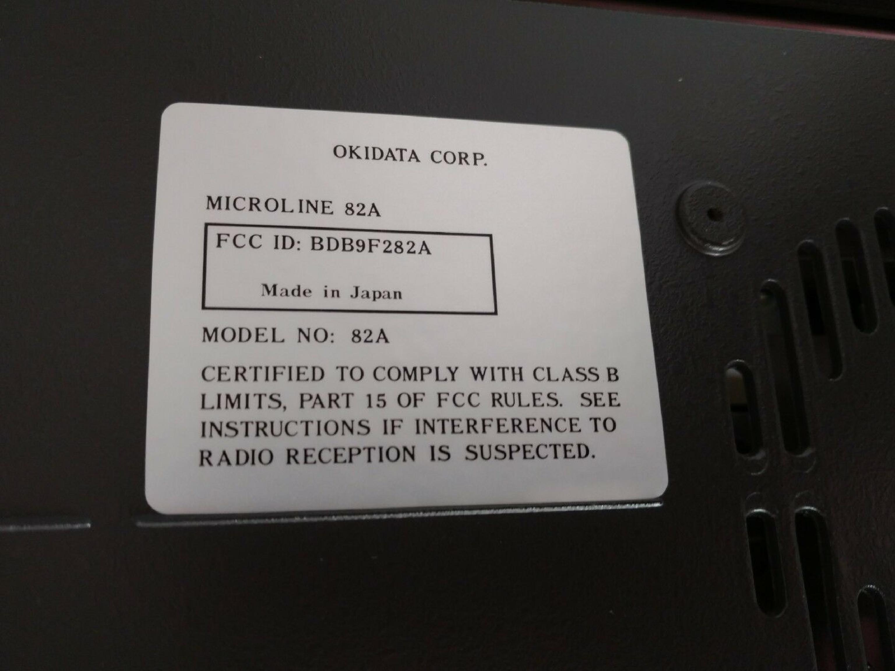 OKIDATA U82A MICROLINE MULTI-FUNCTION DOT-MATRIX PRINTER