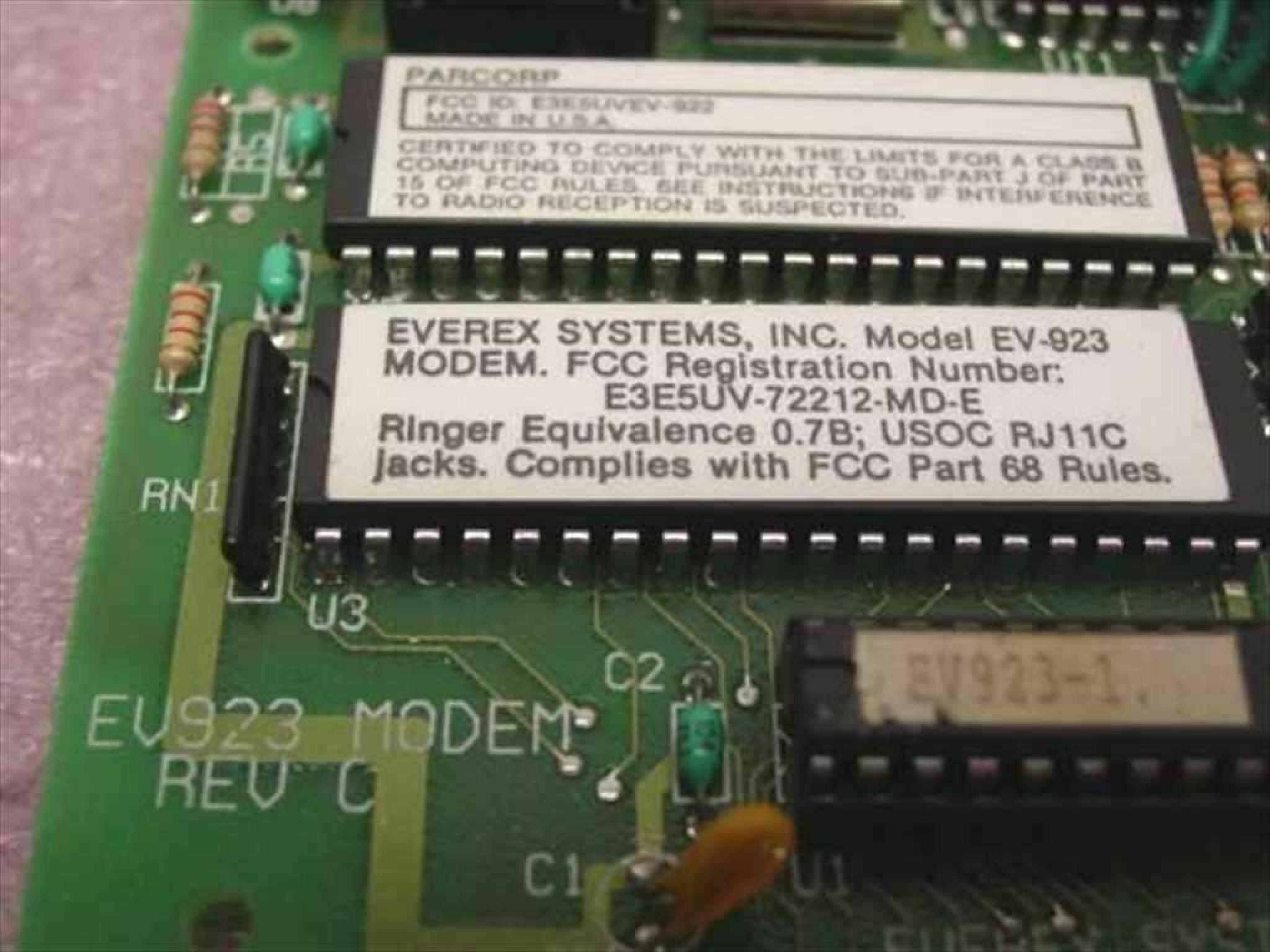 EVEREX EV-923 SYSTEMS EV-923 INTERNAL MODEM