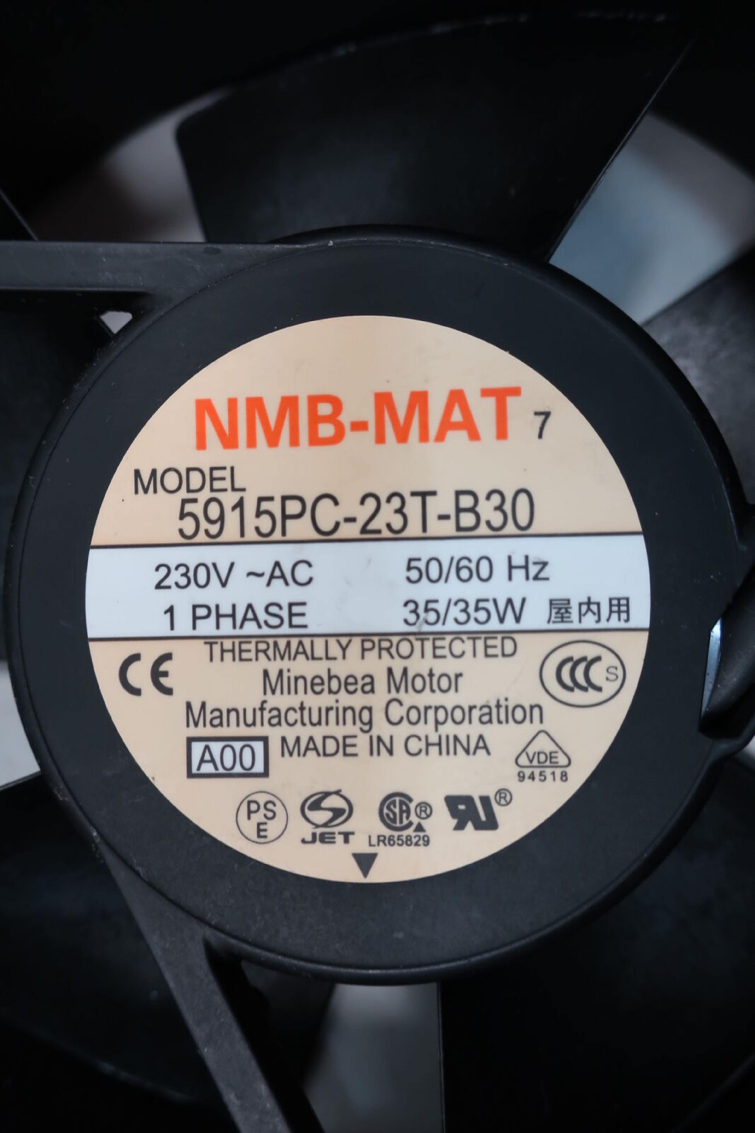NMB 5915PC-23T-B30 FAN 230V AC 1 PHASE 35/35W 172MM L X 150MM H X 38MM