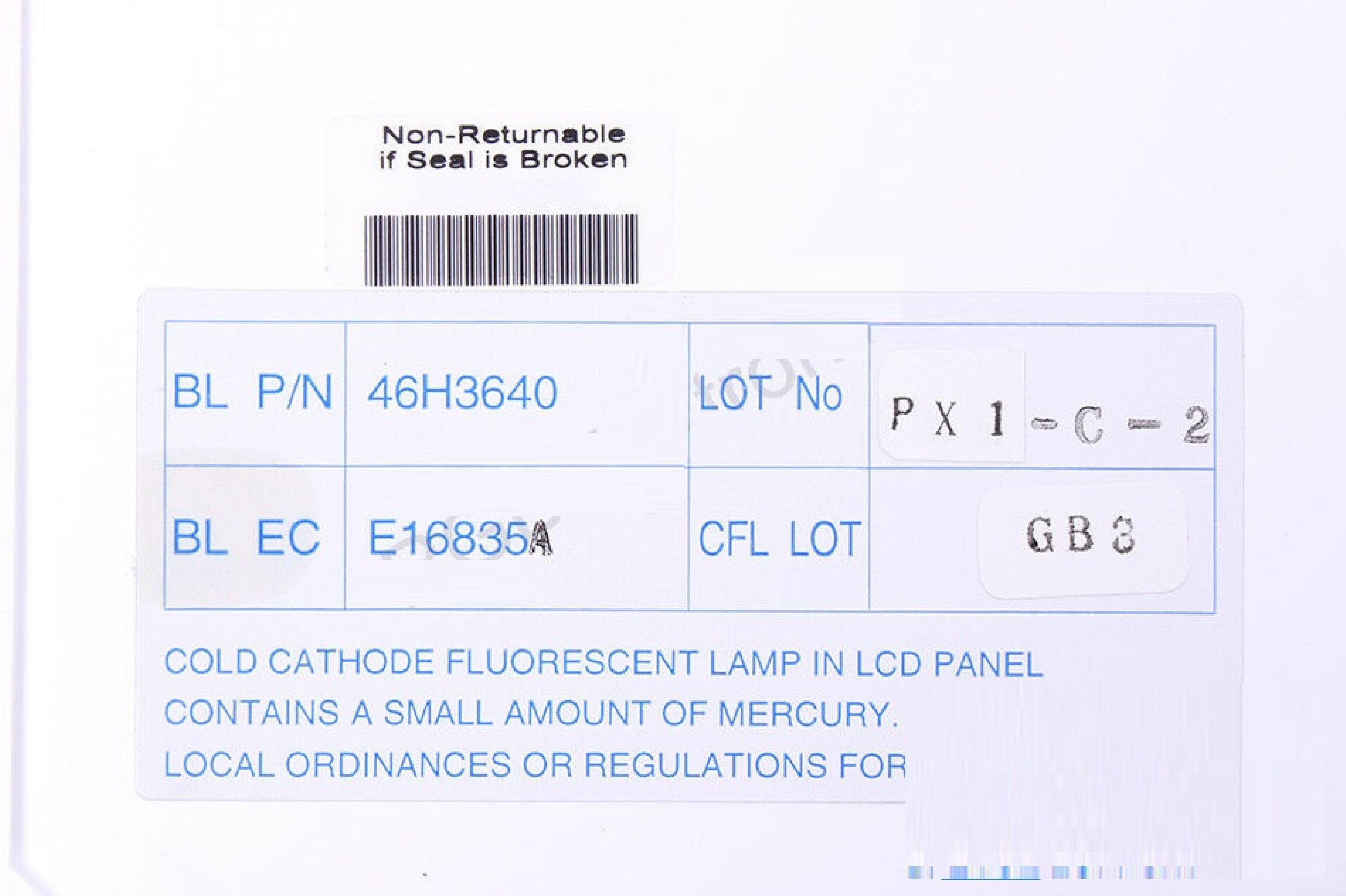 IBM 46H3640 LCD, 12.1INCH TFT - THINKPAD 560,760 DOLCH PAC64