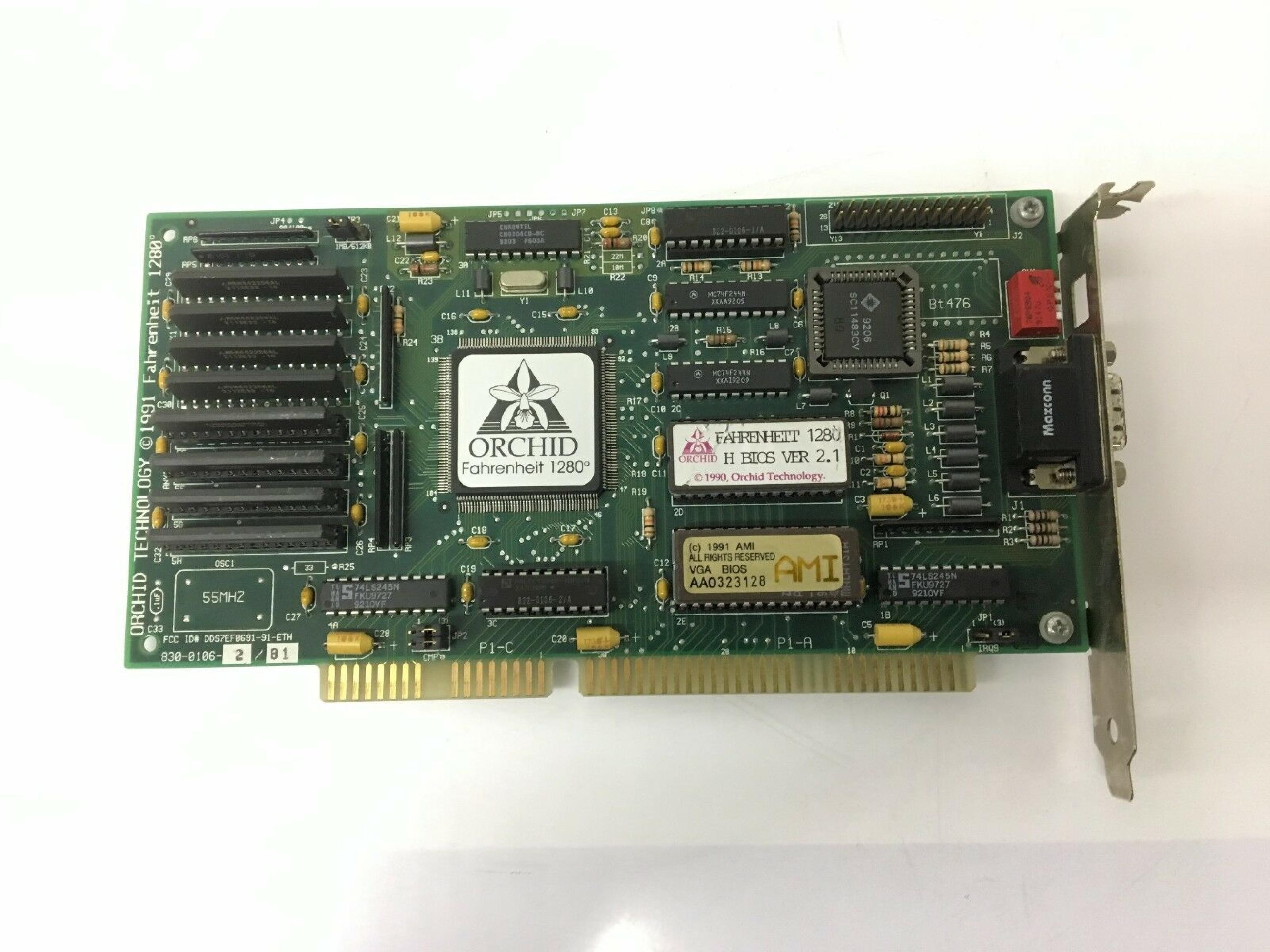 ORCHID ORCHID FAHRENHEIT 1280 830-0112-6 FAHRENHEIT 1280 ISA VINTAGE VIDEO CARD