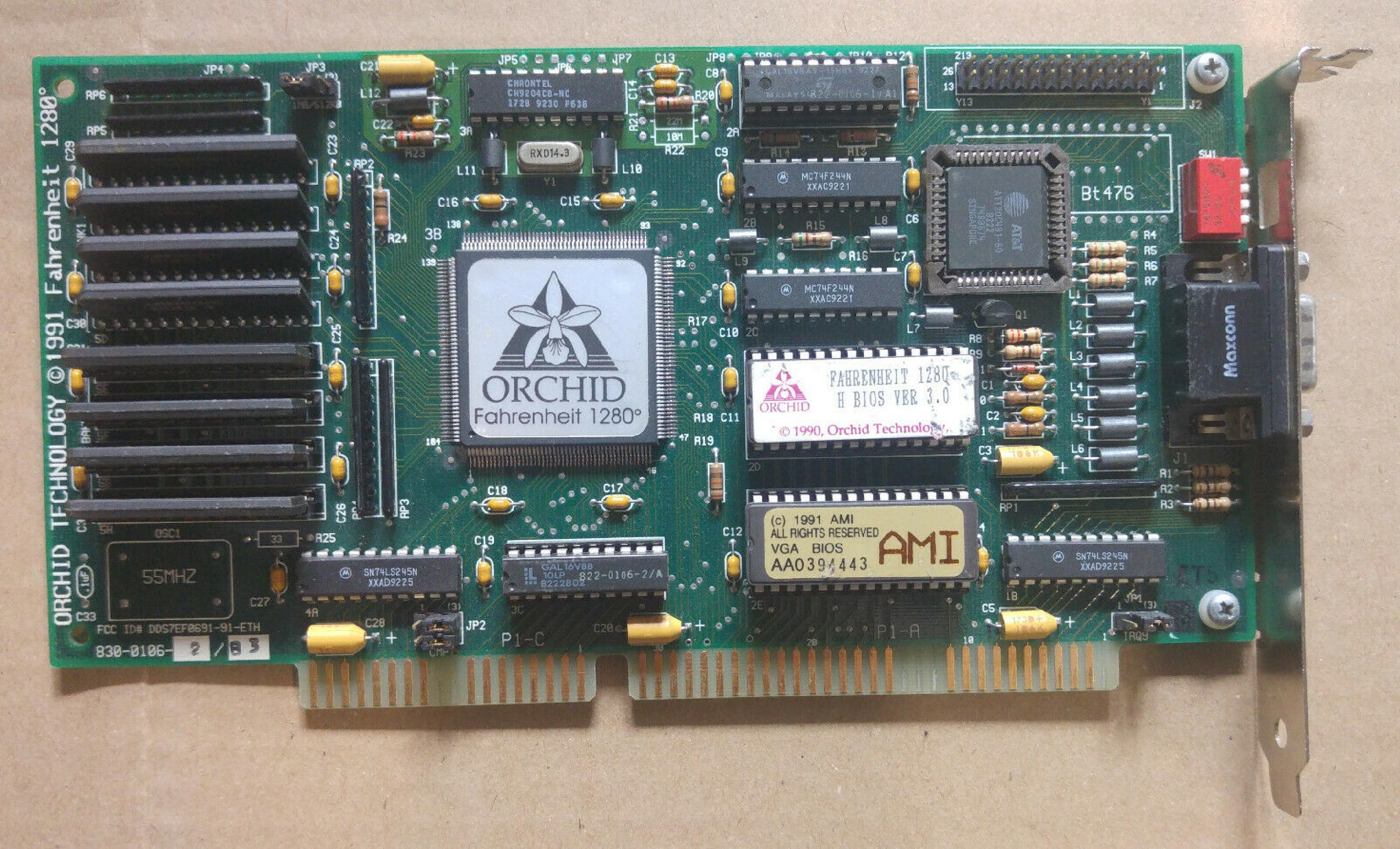 ORCHID ORCHID FAHRENHEIT 1280 830-0112-6 FAHRENHEIT 1280 ISA VINTAGE VIDEO CARD