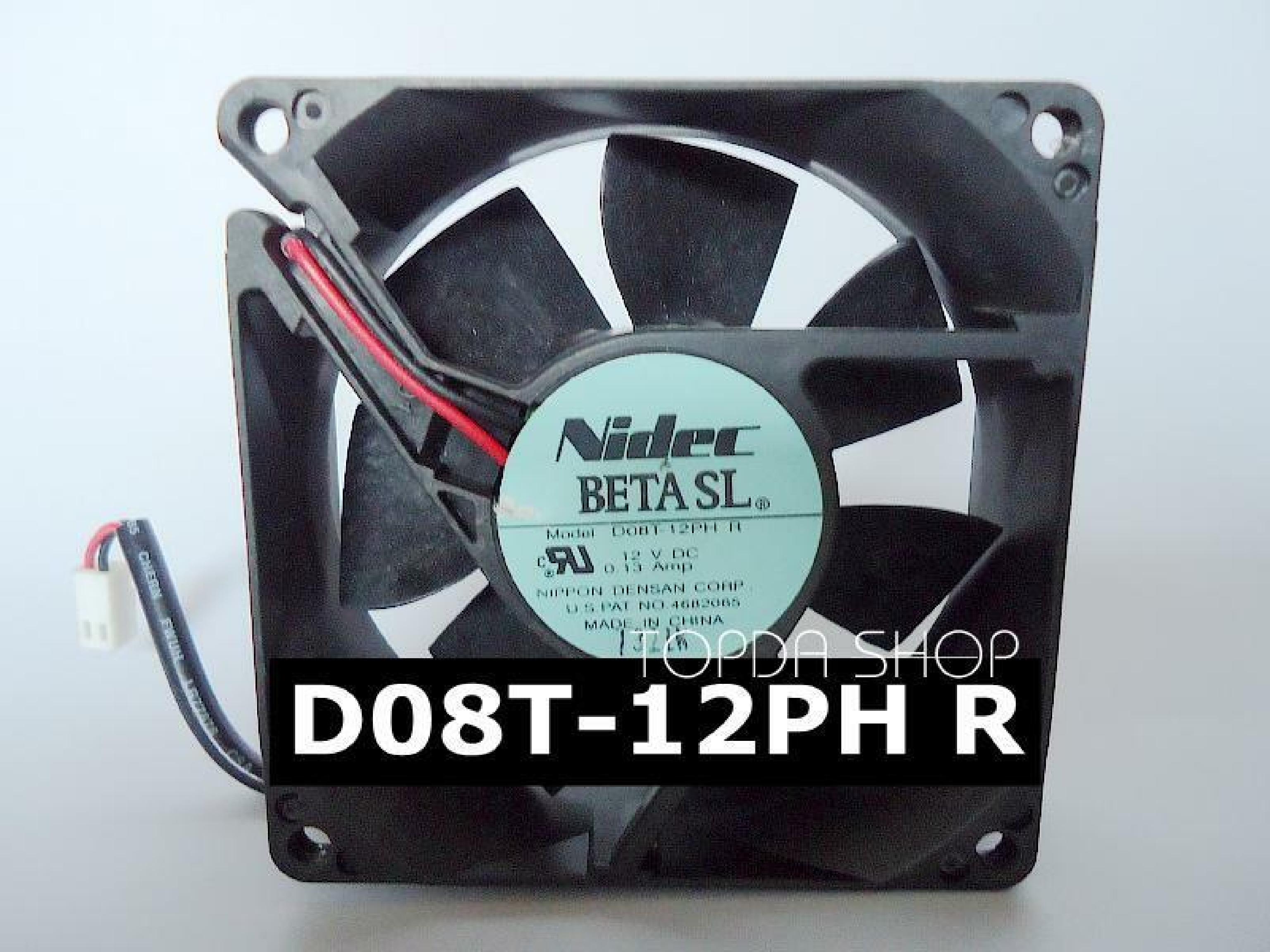 NIDEC / BETA / NIDEC D08T-12PH R FAN SL 80MM AXIAL COOLING 12V BY 25MM 12VDC .13AMP 2 WIRE