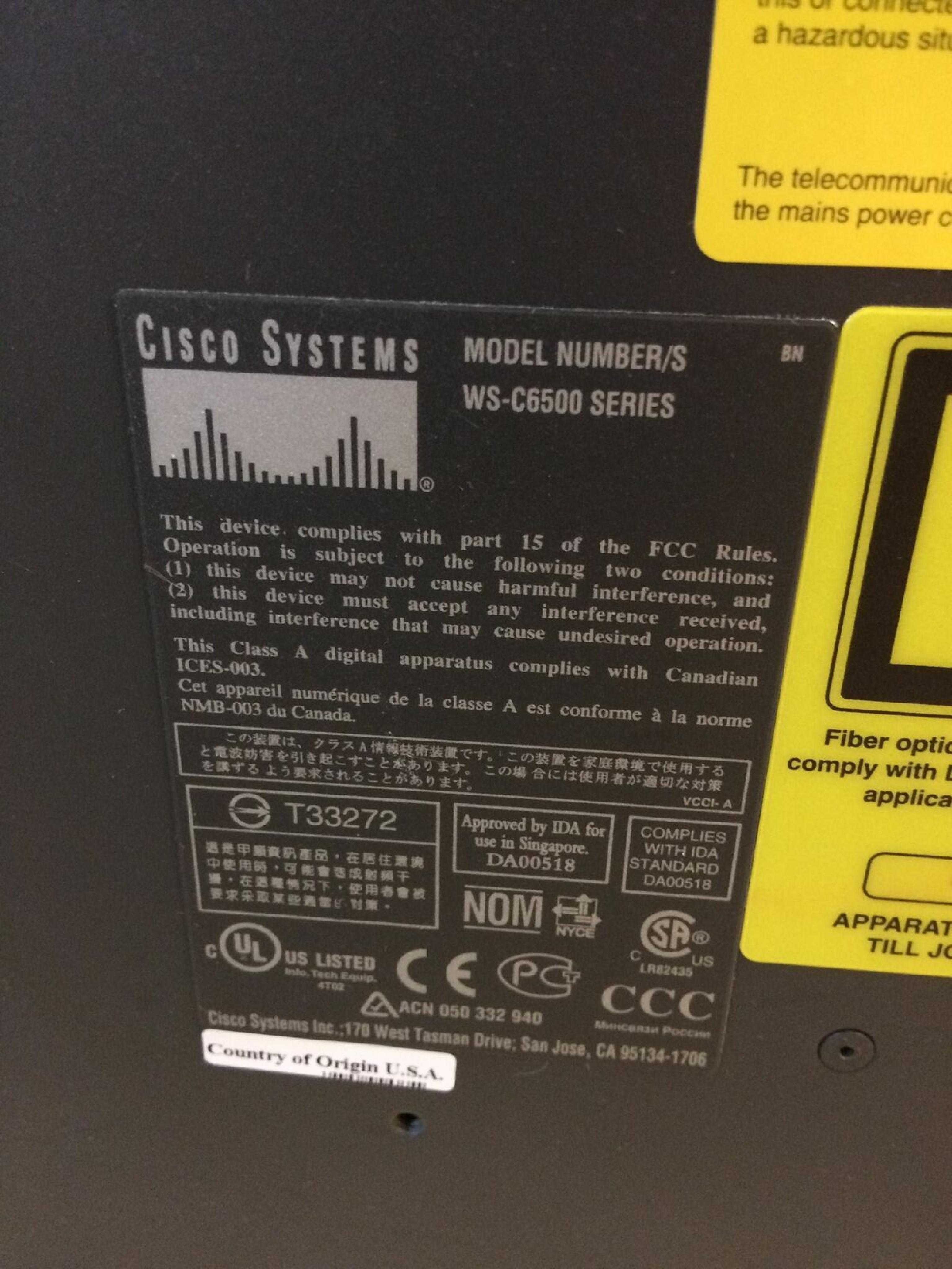 CISCO SYSTEMS CATALYST 6500 CISCO CATALYST 6500 SYSTEM SWITCH