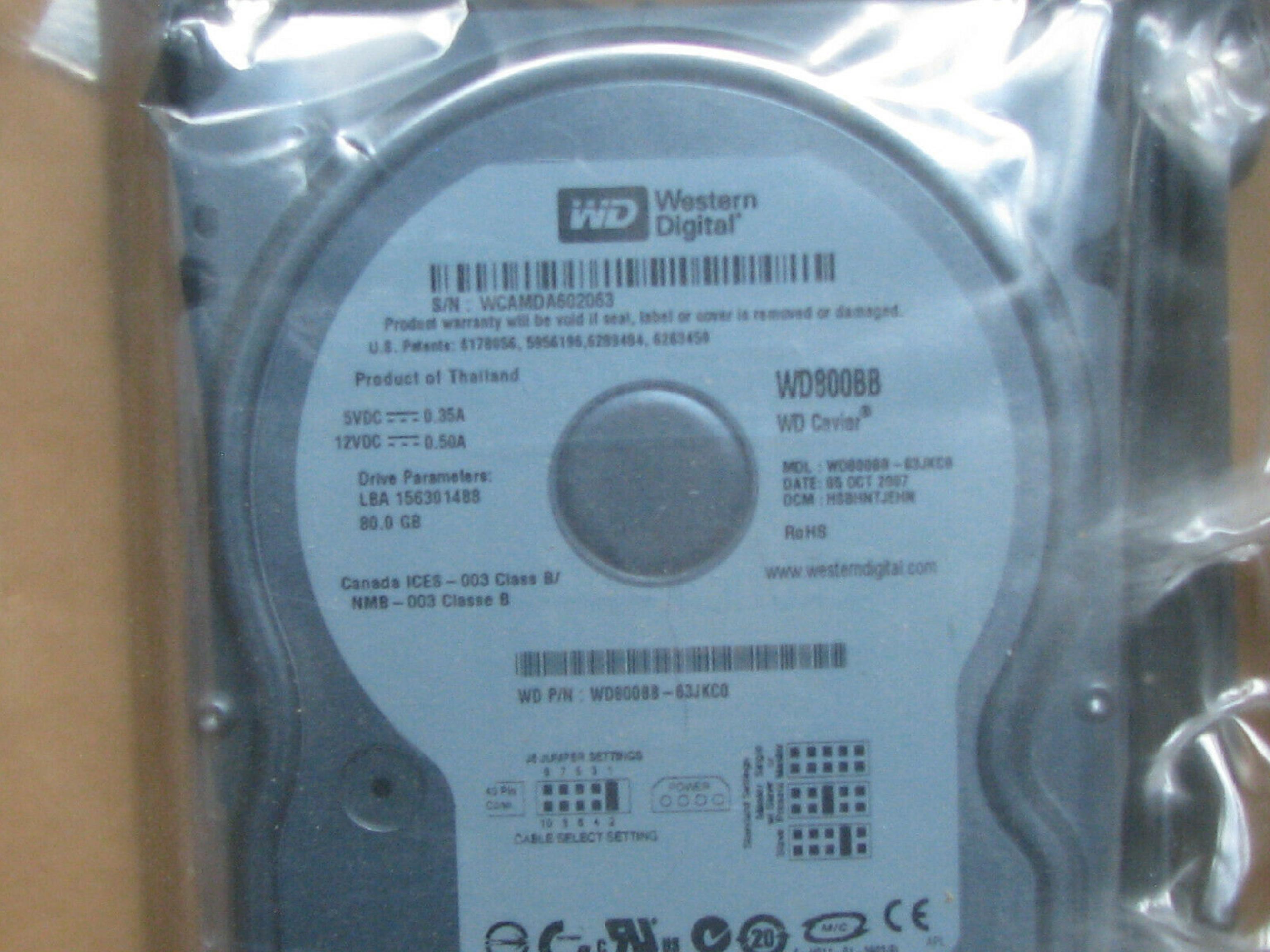 WESTERN DIGITAL / WD WD800BB-63JKC0 CAVIAR 80GB IDE