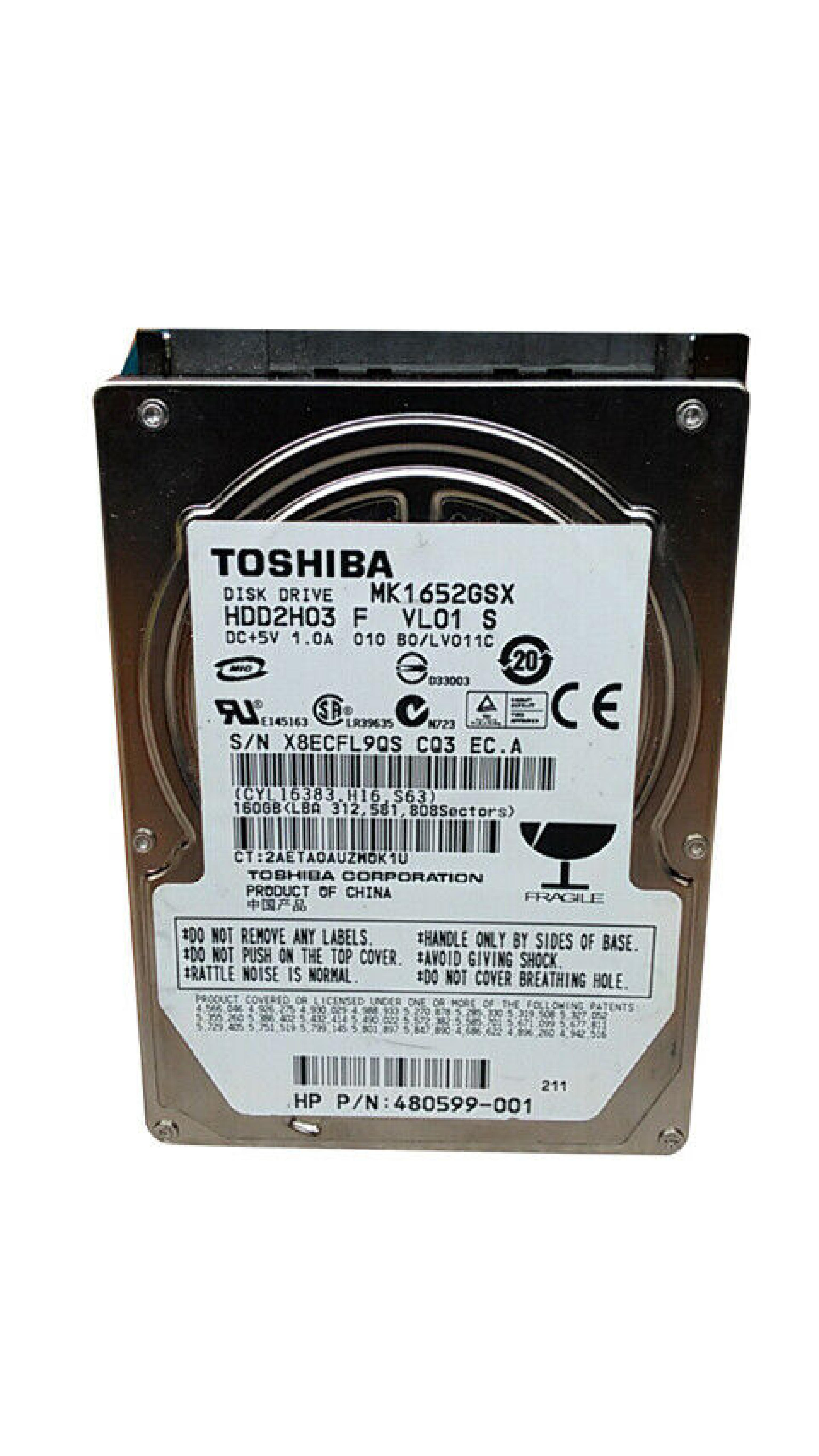 TOSHIBA MK1652GSX 160GB SATA 2.5INCH HARD DRIVE