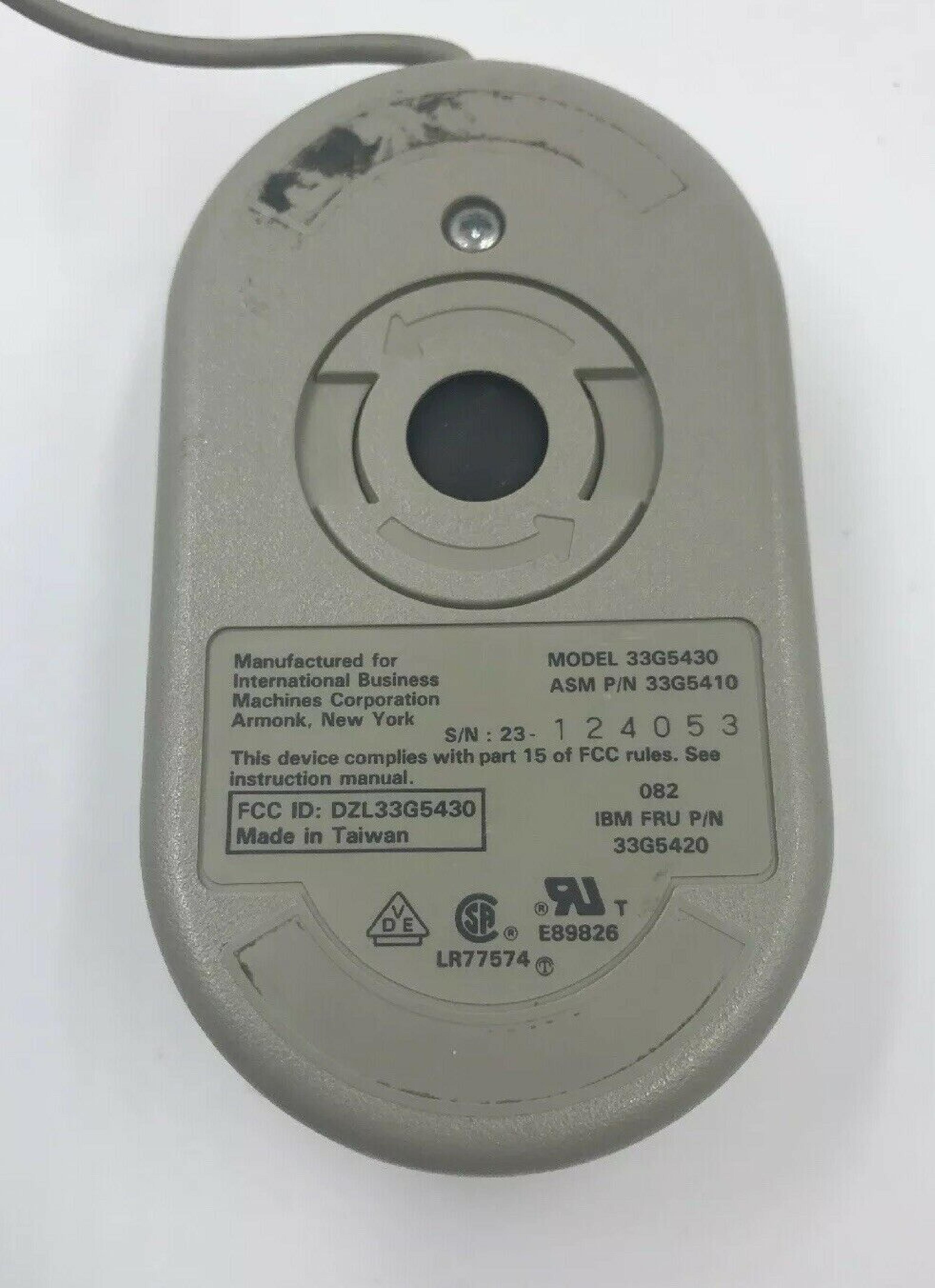 IBM 33G5430 2 BUTTON MOUSE, PS/2 ERGONOMIC, WHITE