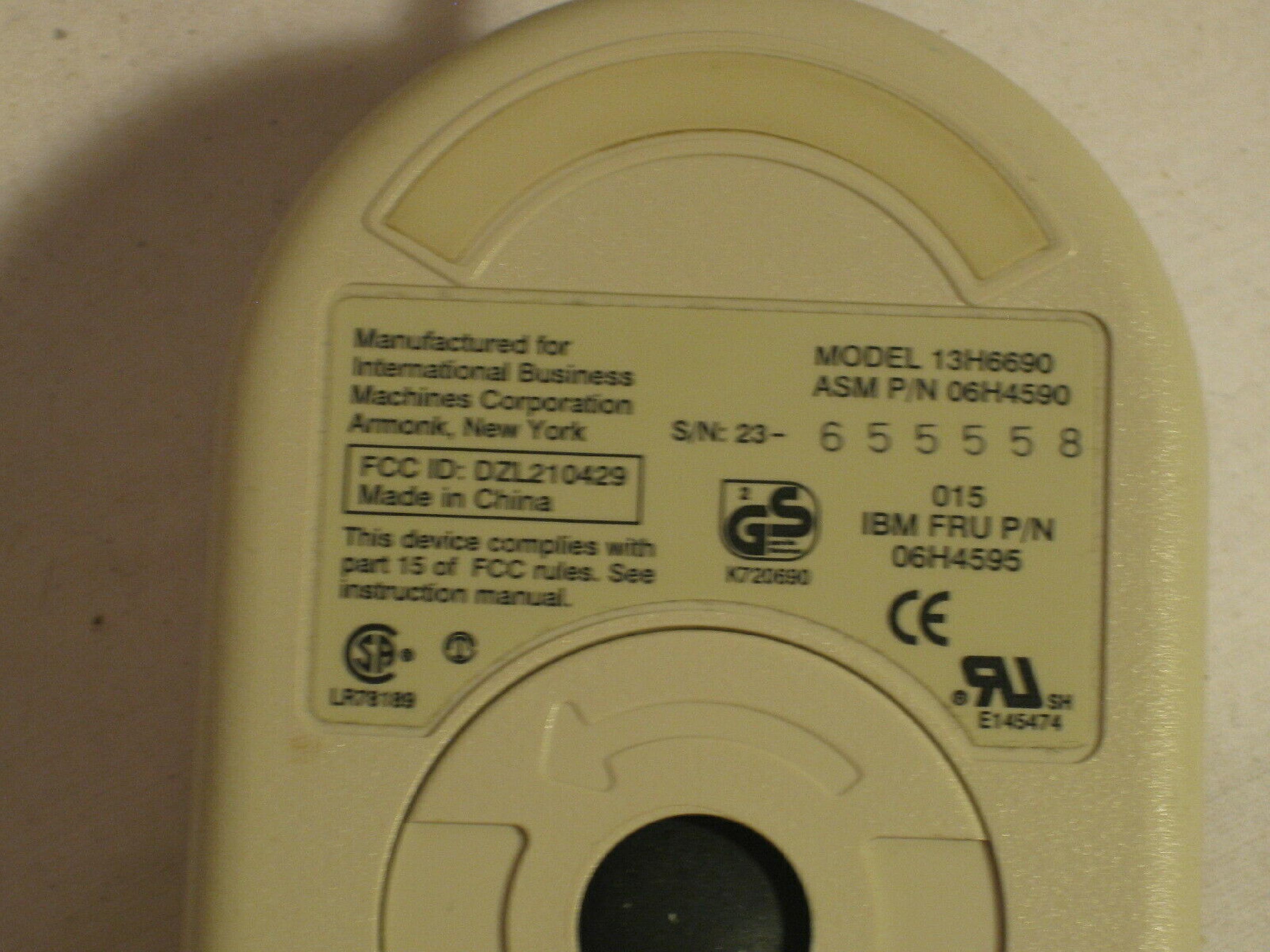 IBM 13H6690 ENHANCED MOUSEII P-WHITE PS2 BALL