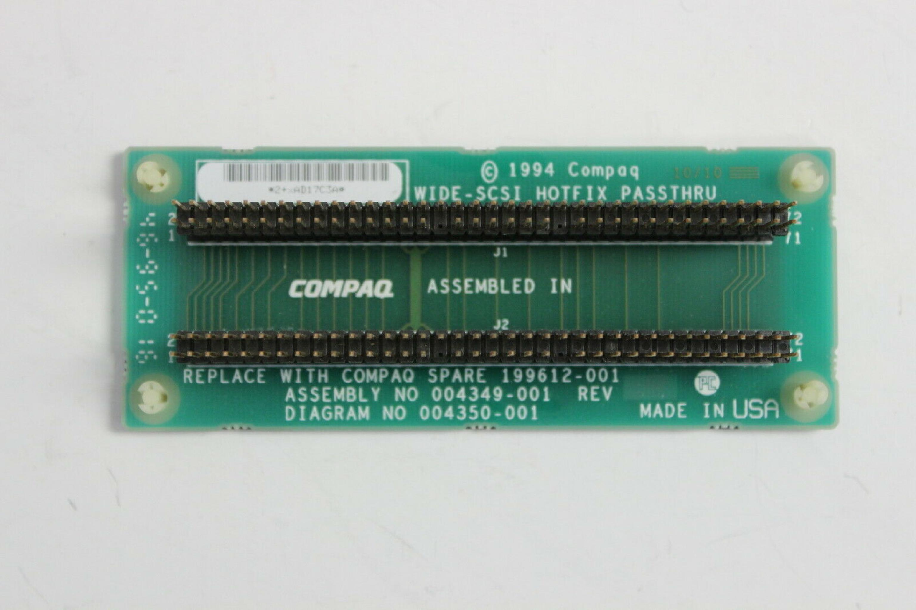 COMPAQ / HEWLETT PACKARD / HP 004349-001 WIDE SCSII HOTFIX PASSTHRU BOARD