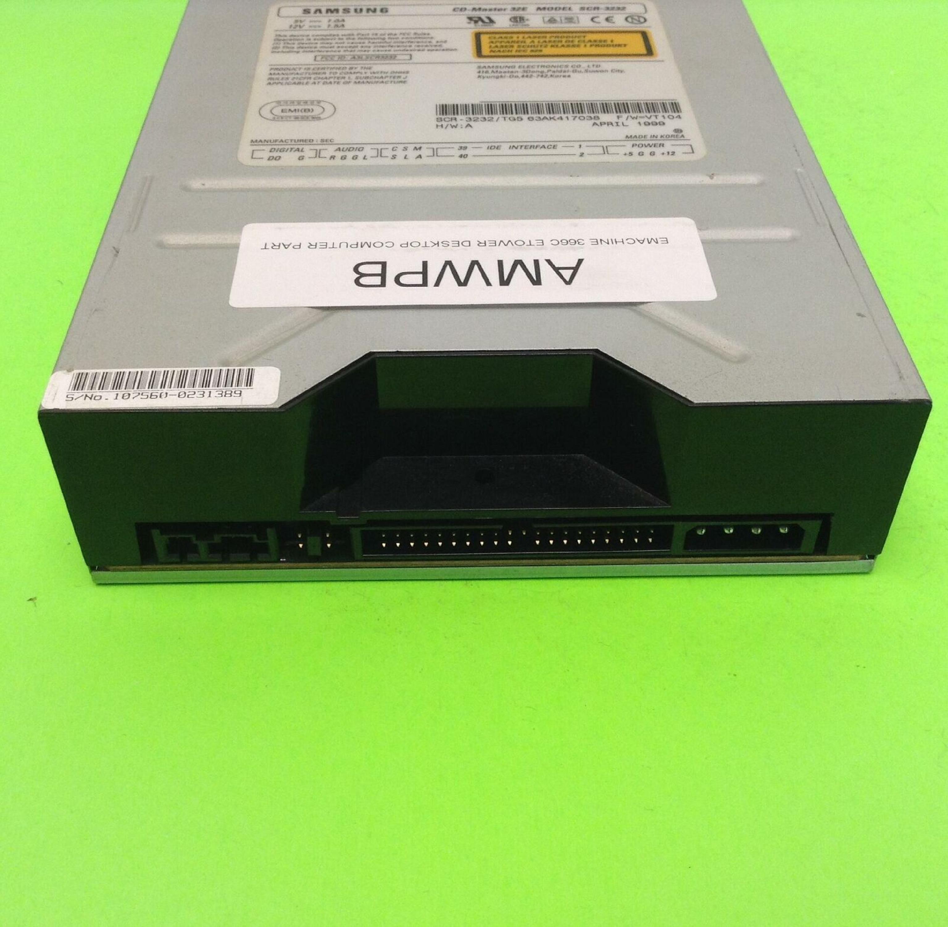 SAMSUNG SCR-3232 CD-MASTER 32E 32X INTERNAL DESKTOP IDE CD-ROM DISK DRIVE