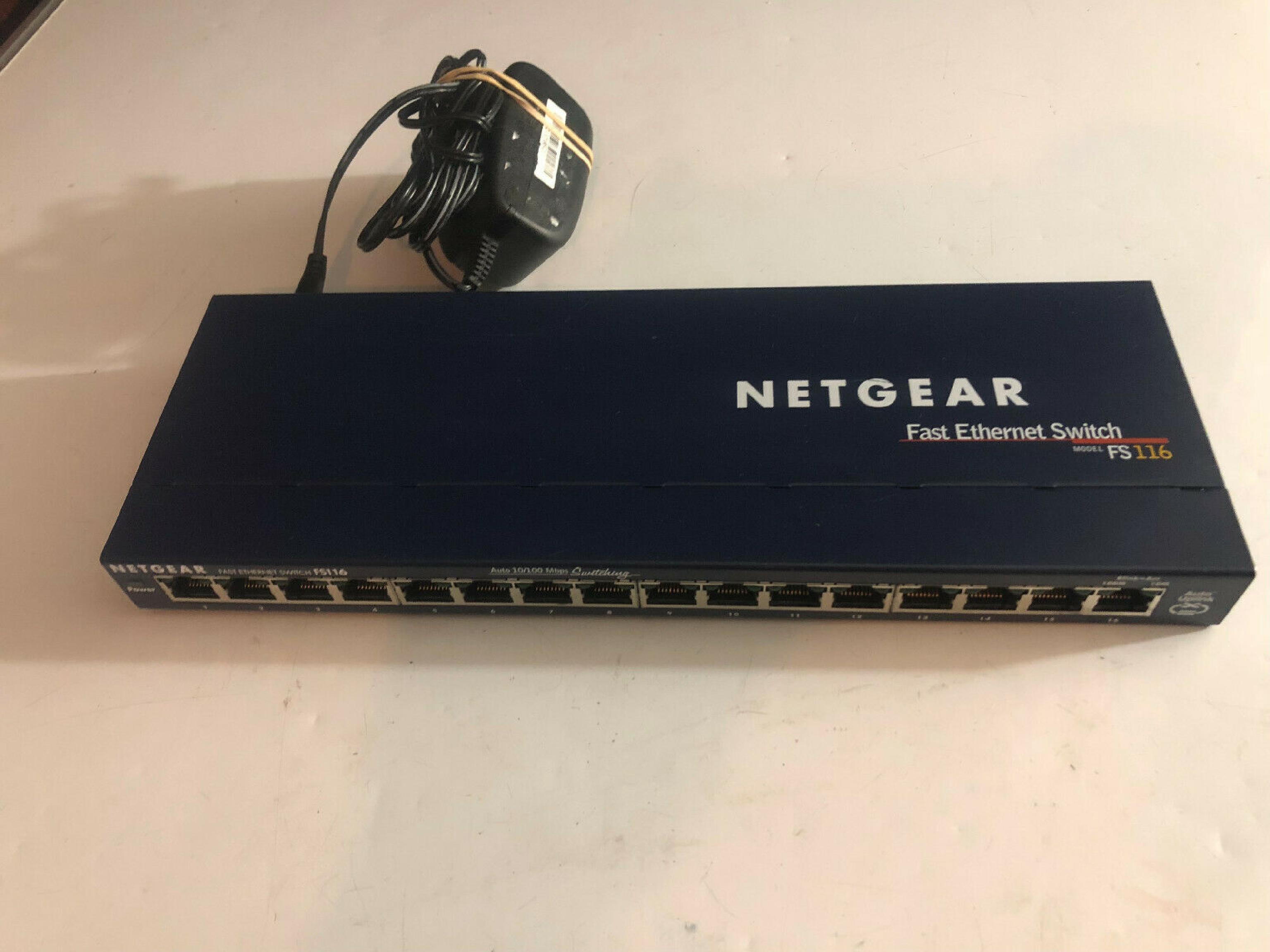 NETGEAR FS116 16 PORT FAST ETHERNET SWITCH WITH POWER SUPPLY