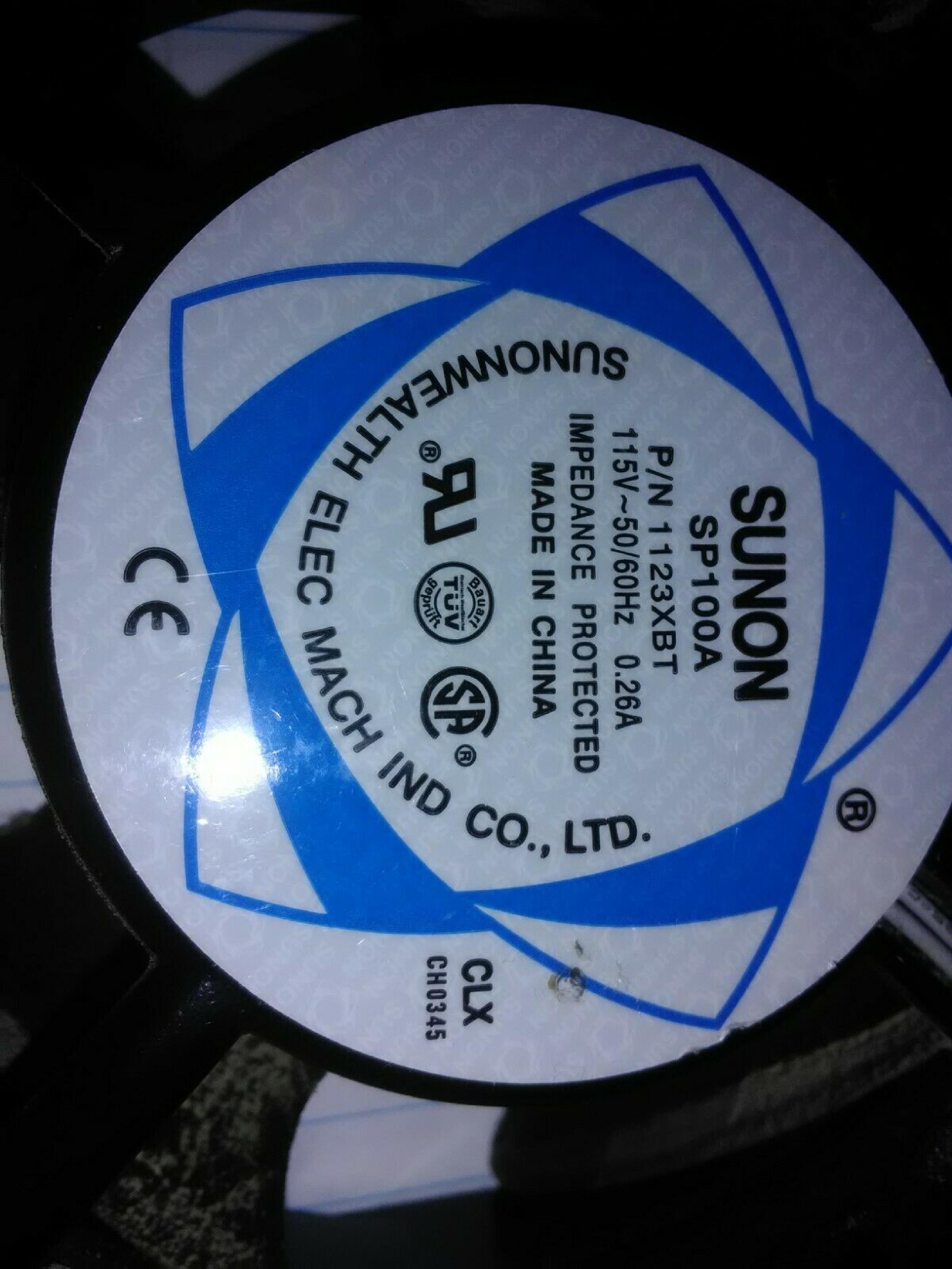 SUNON SP100A TUBEAXIAL FAN 115VAC 117 CFM 120 X 120 X 38MM