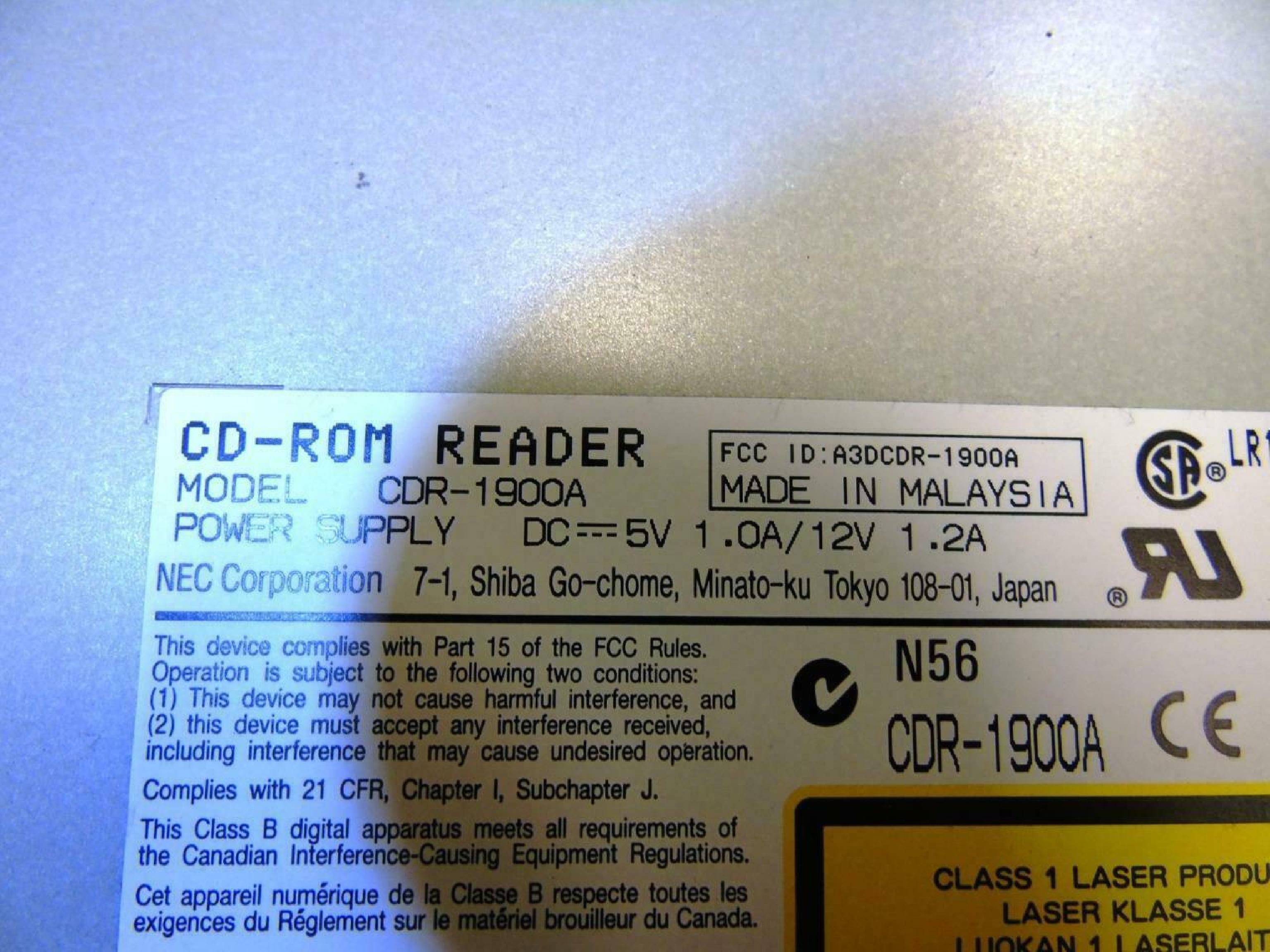 NEC CDR-1900A CDR-1900A 32X IDE INTERNAL CD-ROM DRIVE