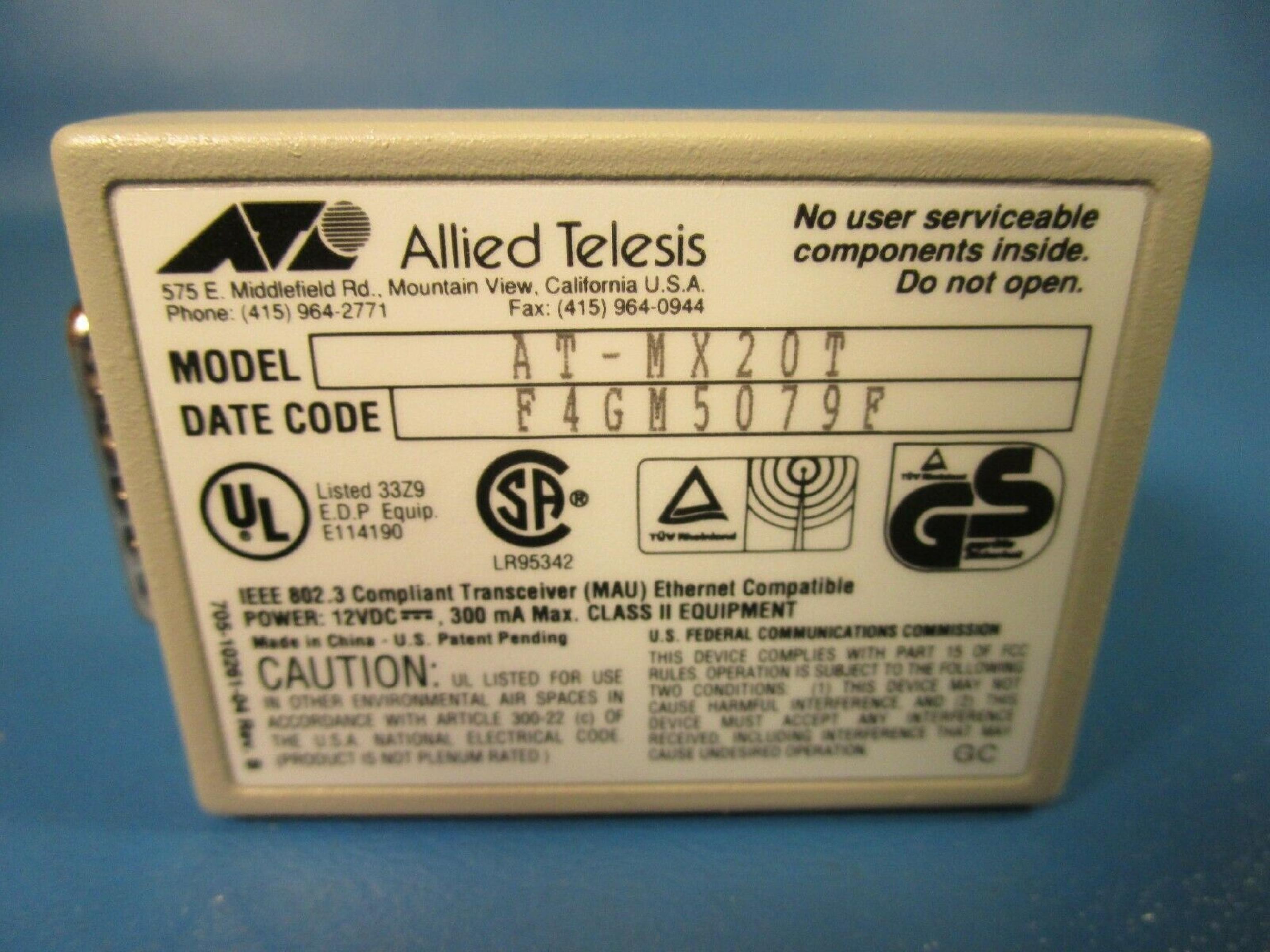 ALLIED TELESYSTEMS MX20T ALLIED TELESYN CENTRECOM TP TRANSCEIVER