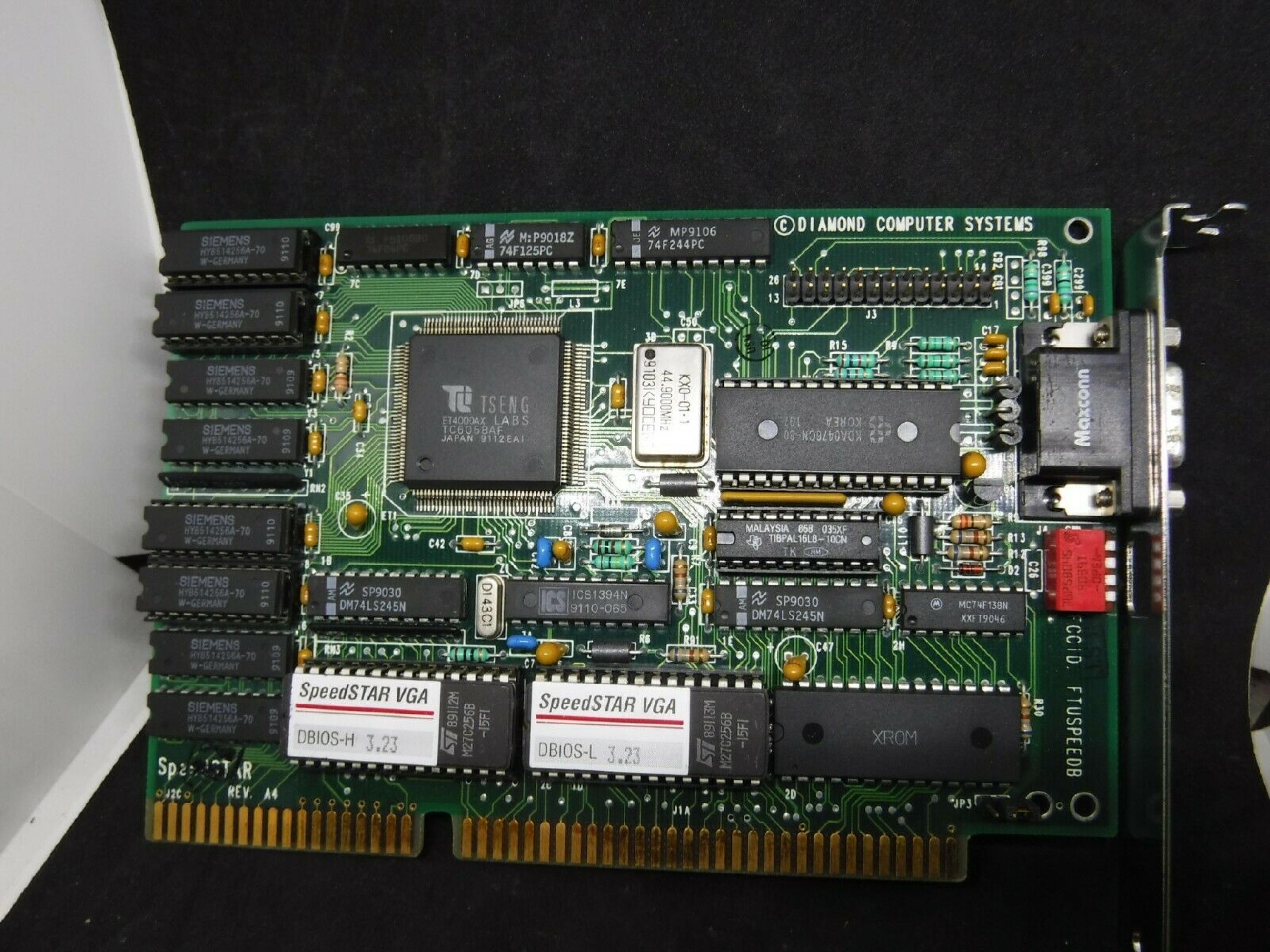 DIAMOND FTUSPEEDC SPEEDSTAR SYSTEMS 16 BIT ISA VGA VIDEO CARD