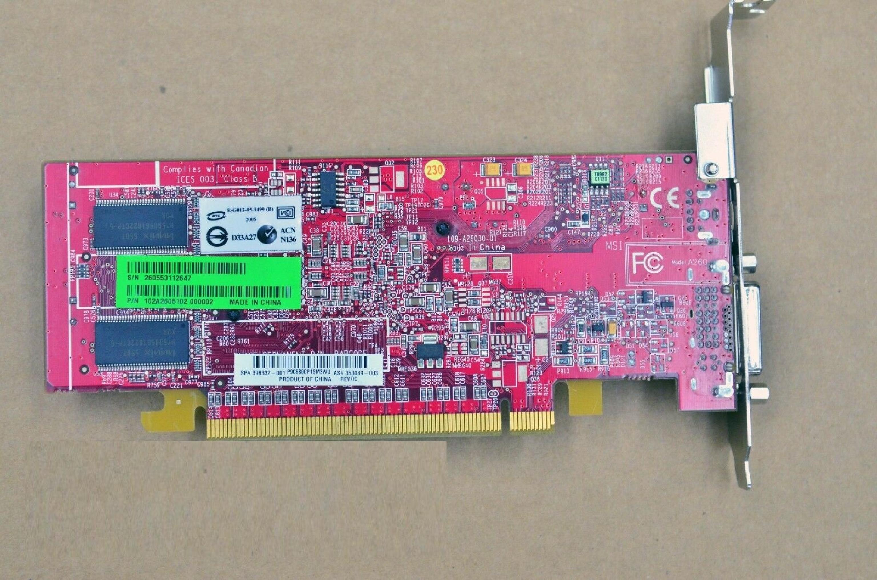 COMPAQ / HEWLETT PACKARD / HP 353049-003 RADEON X600 128MB PCI EXPRESS VIDEO CARD