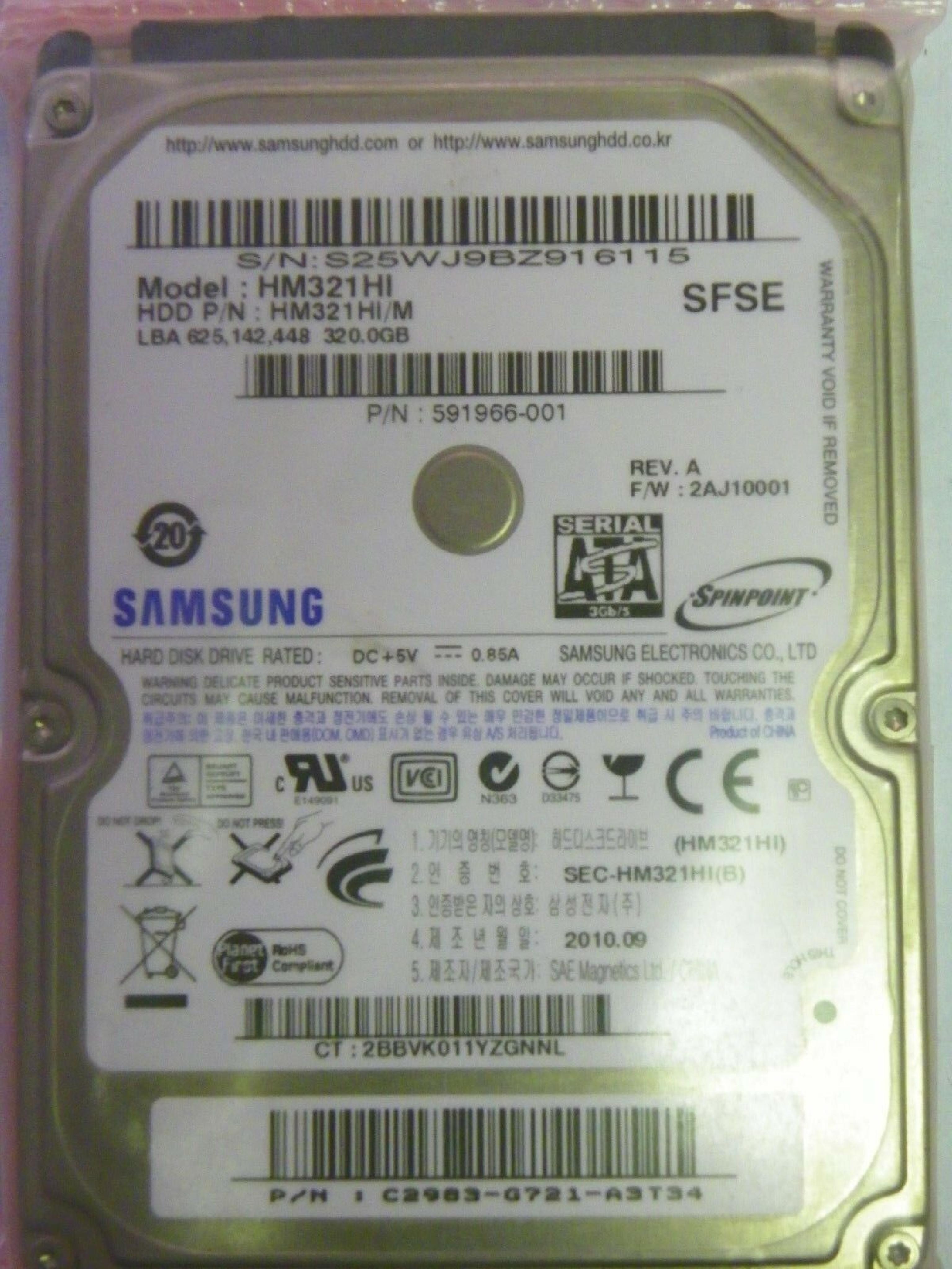 SAMSUNG 591966-001 2.5 INCH SATA DRIVE