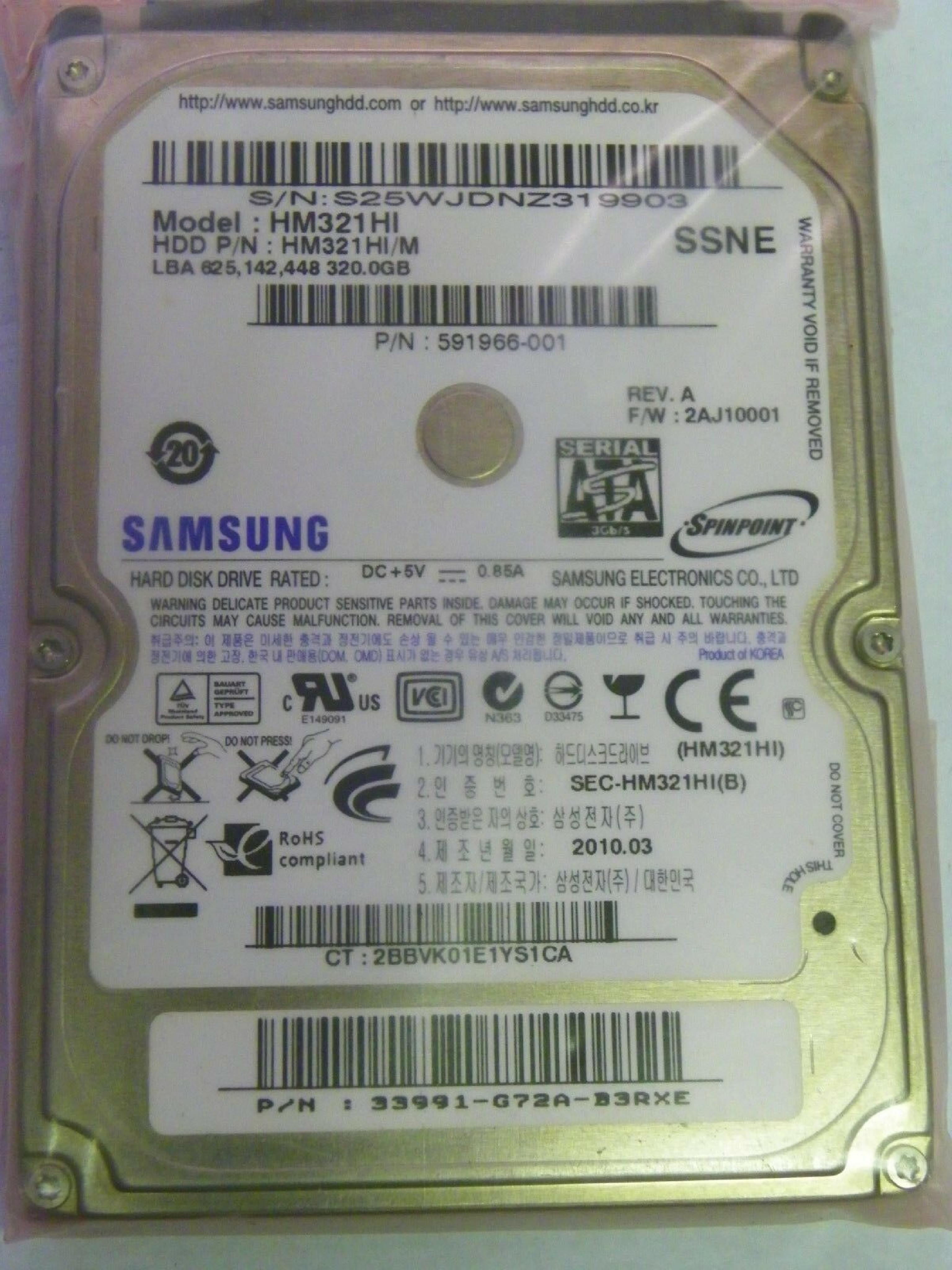 SAMSUNG 591966-001 2.5 INCH SATA DRIVE