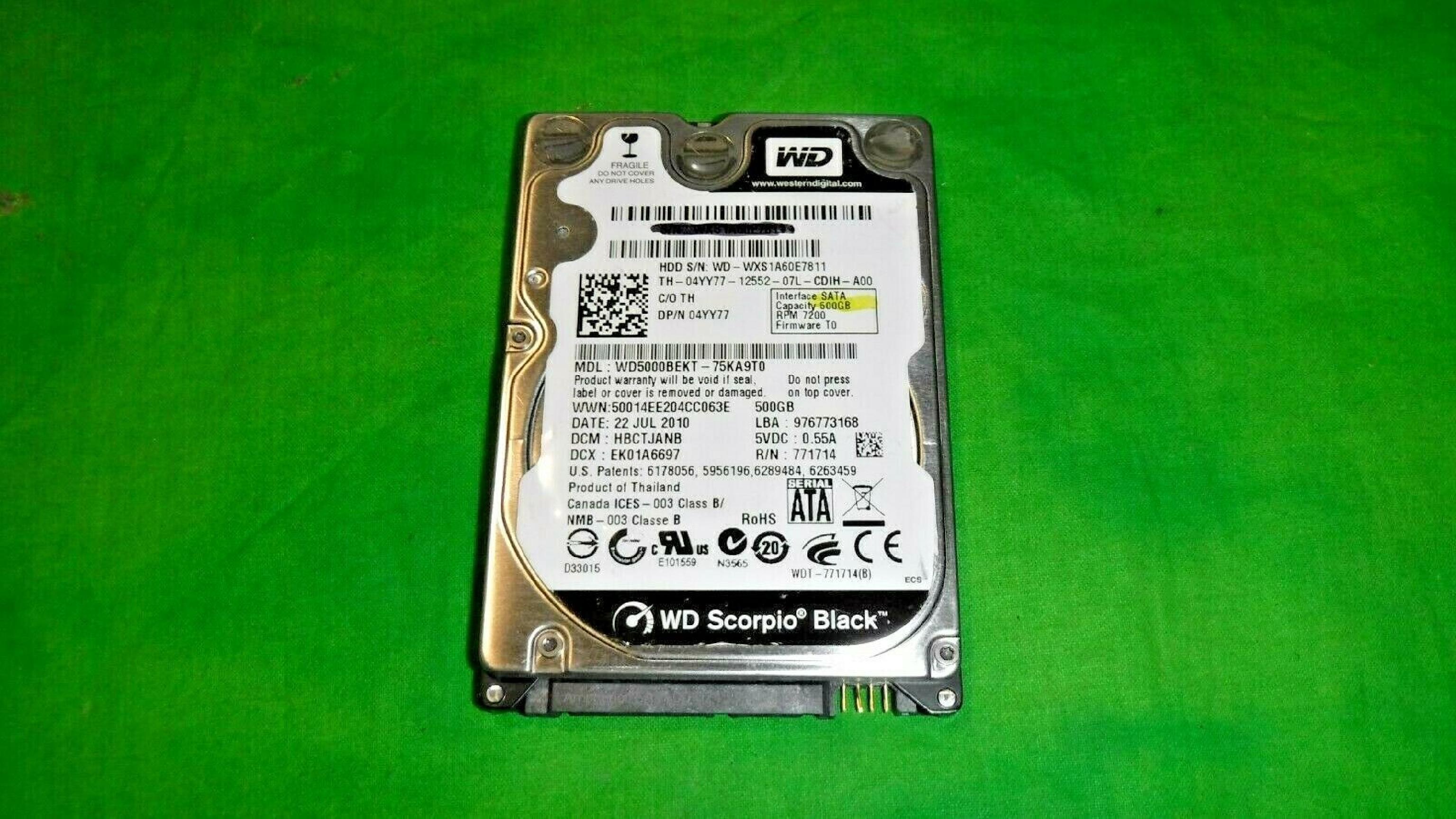 WESTERN DIGITAL / WD WD5000BEKT 2.5 INCH SATA DRIVE