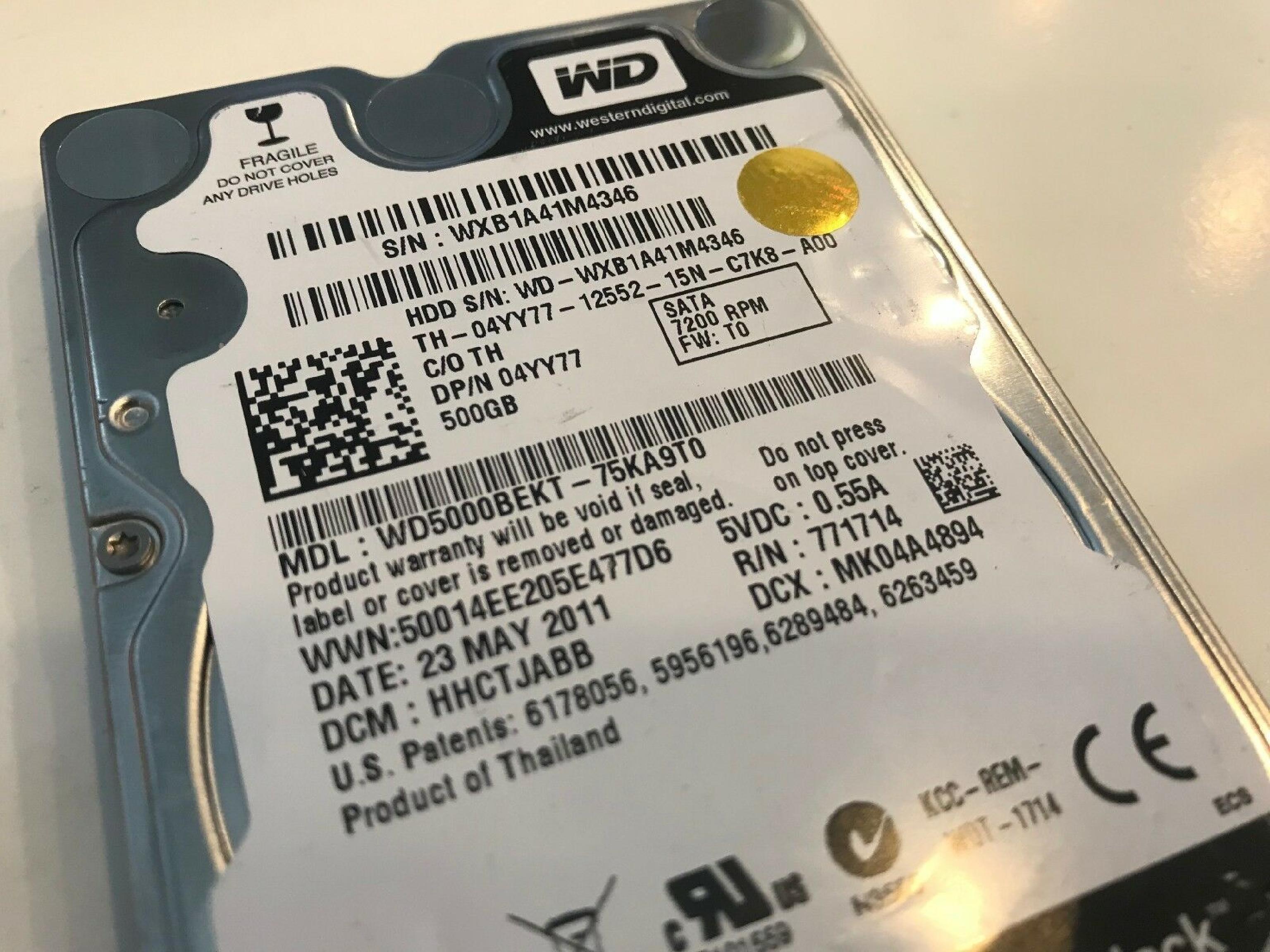 WESTERN DIGITAL / WD WD5000BEKT 2.5 INCH SATA DRIVE