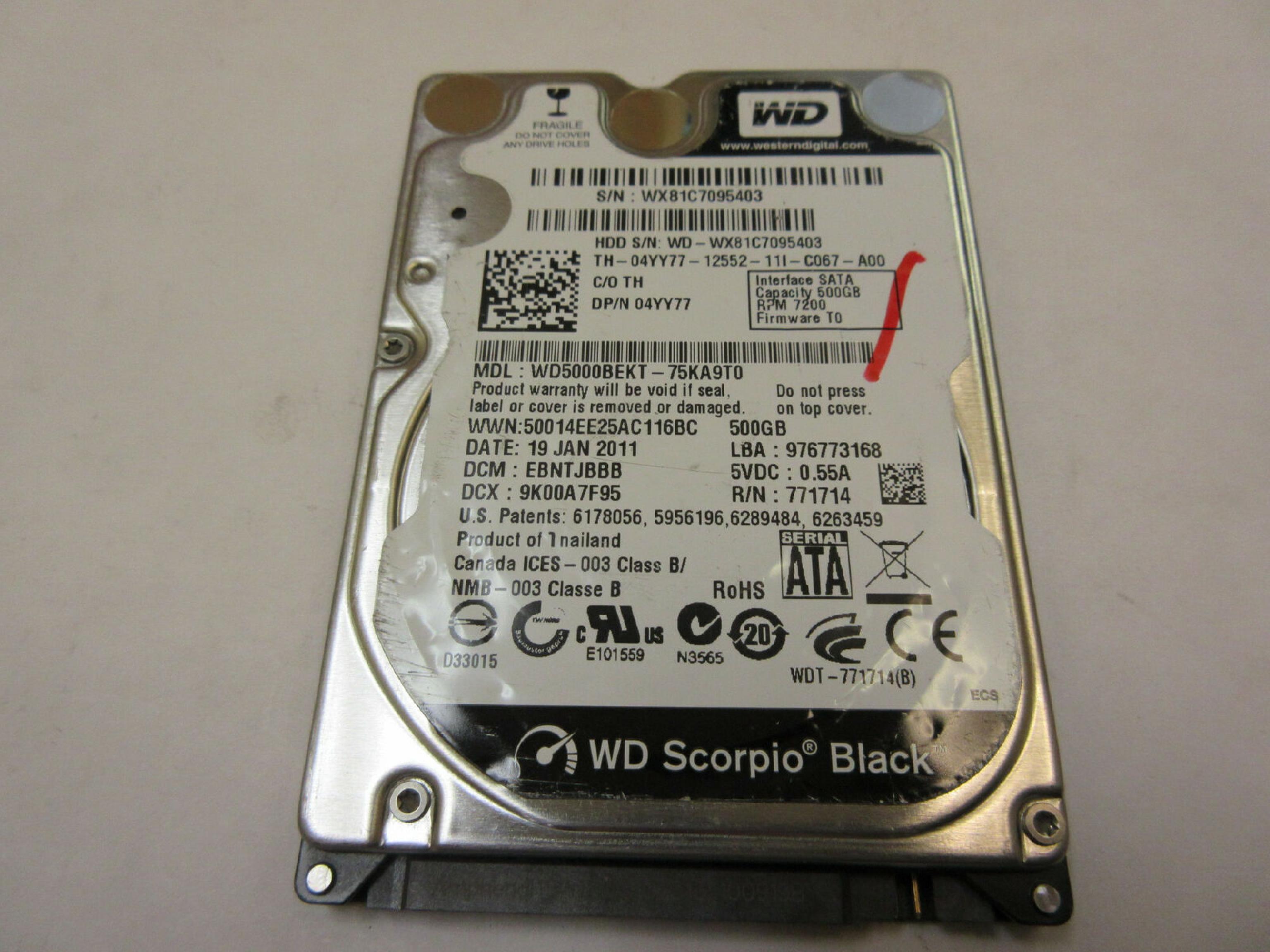 WESTERN DIGITAL / WD WD5000BEKT 2.5 INCH SATA DRIVE