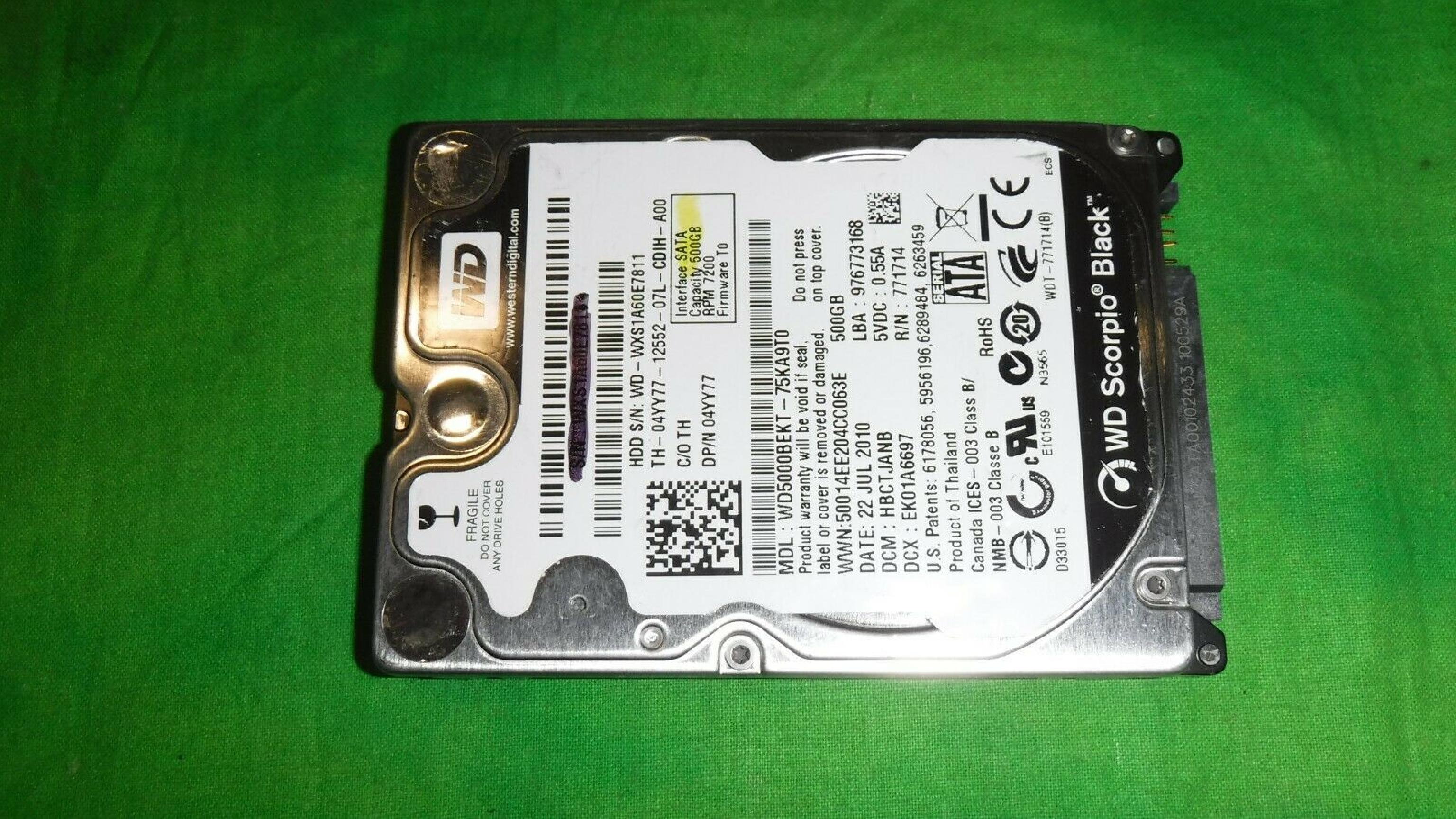 WESTERN DIGITAL / WD WD5000BEKT 2.5 INCH SATA DRIVE