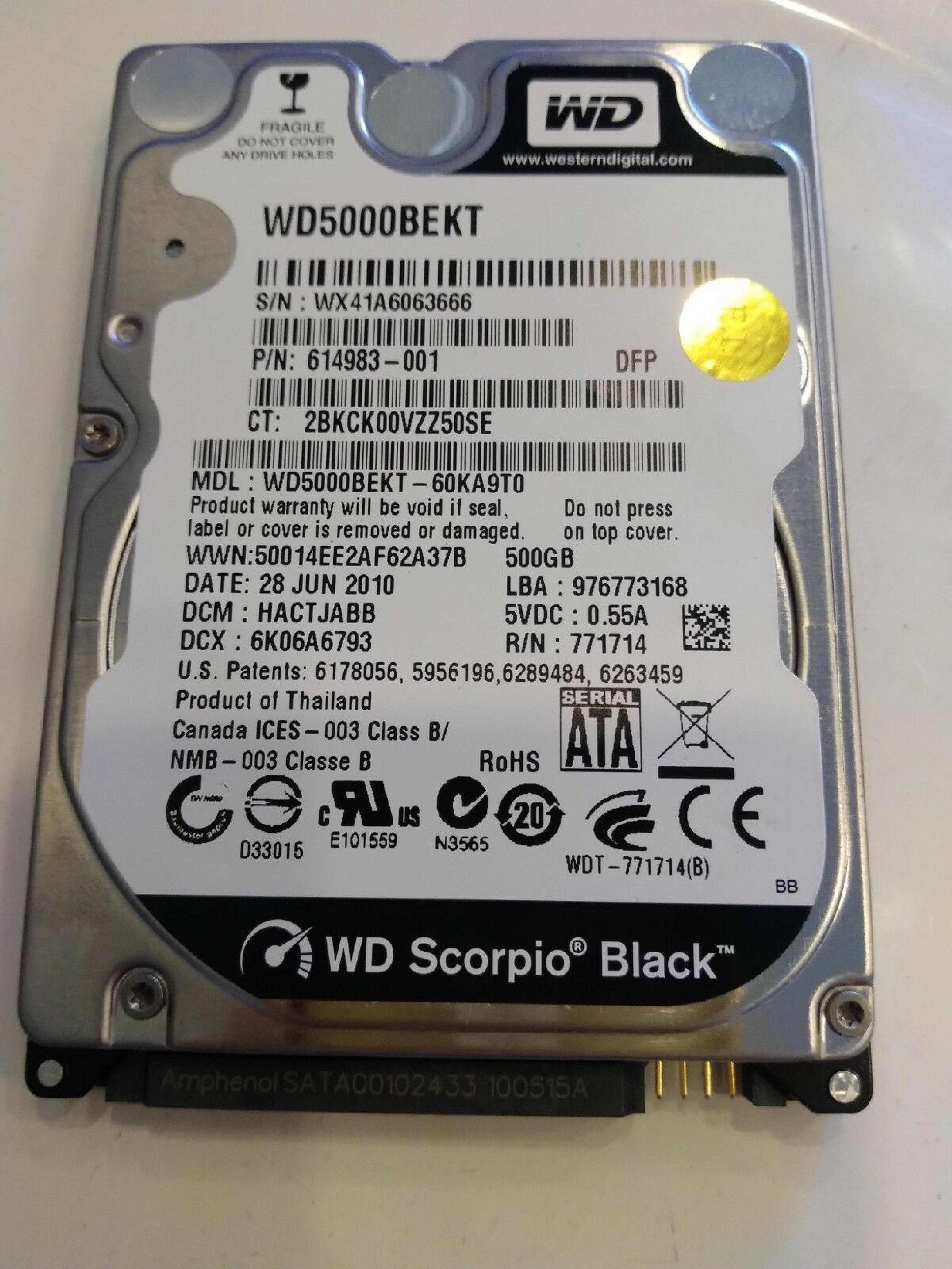 WESTERN DIGITAL / WD 614983-001 2.5 INCH SATA DRIVE