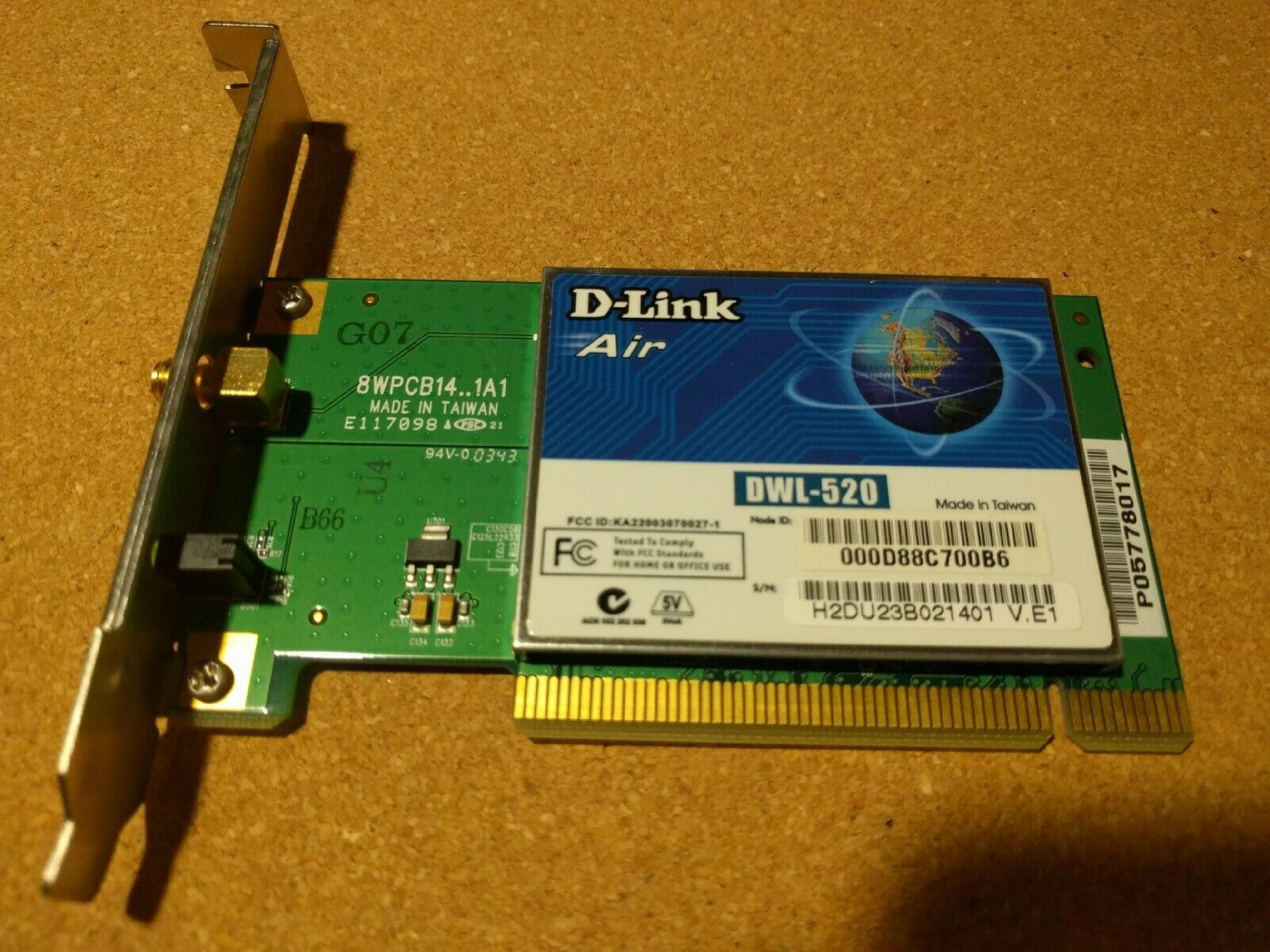 D-LINK SYSTEMS DWL-520 D-LINK AIR DWL-520 WIRELESS PCI ADAPTER